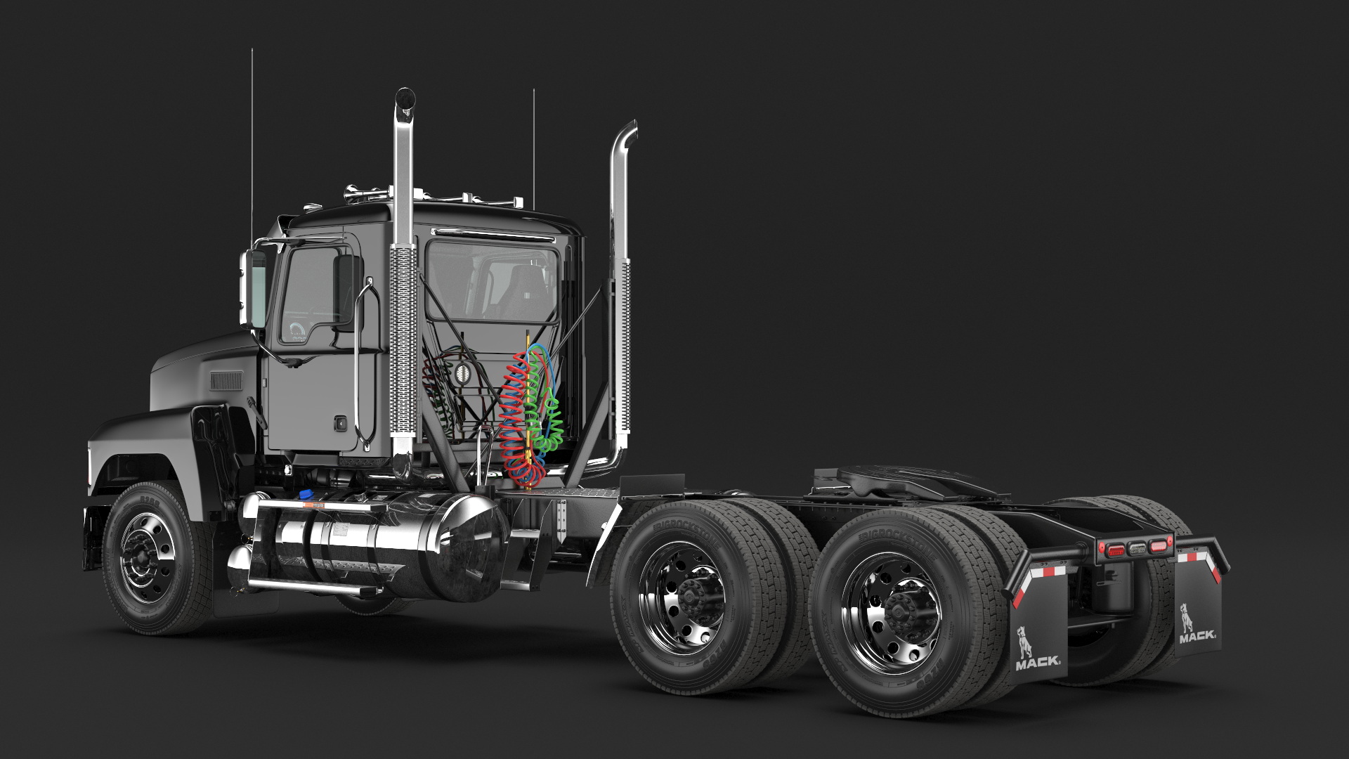 Mack Commercial Truck Black Rigged 3D model