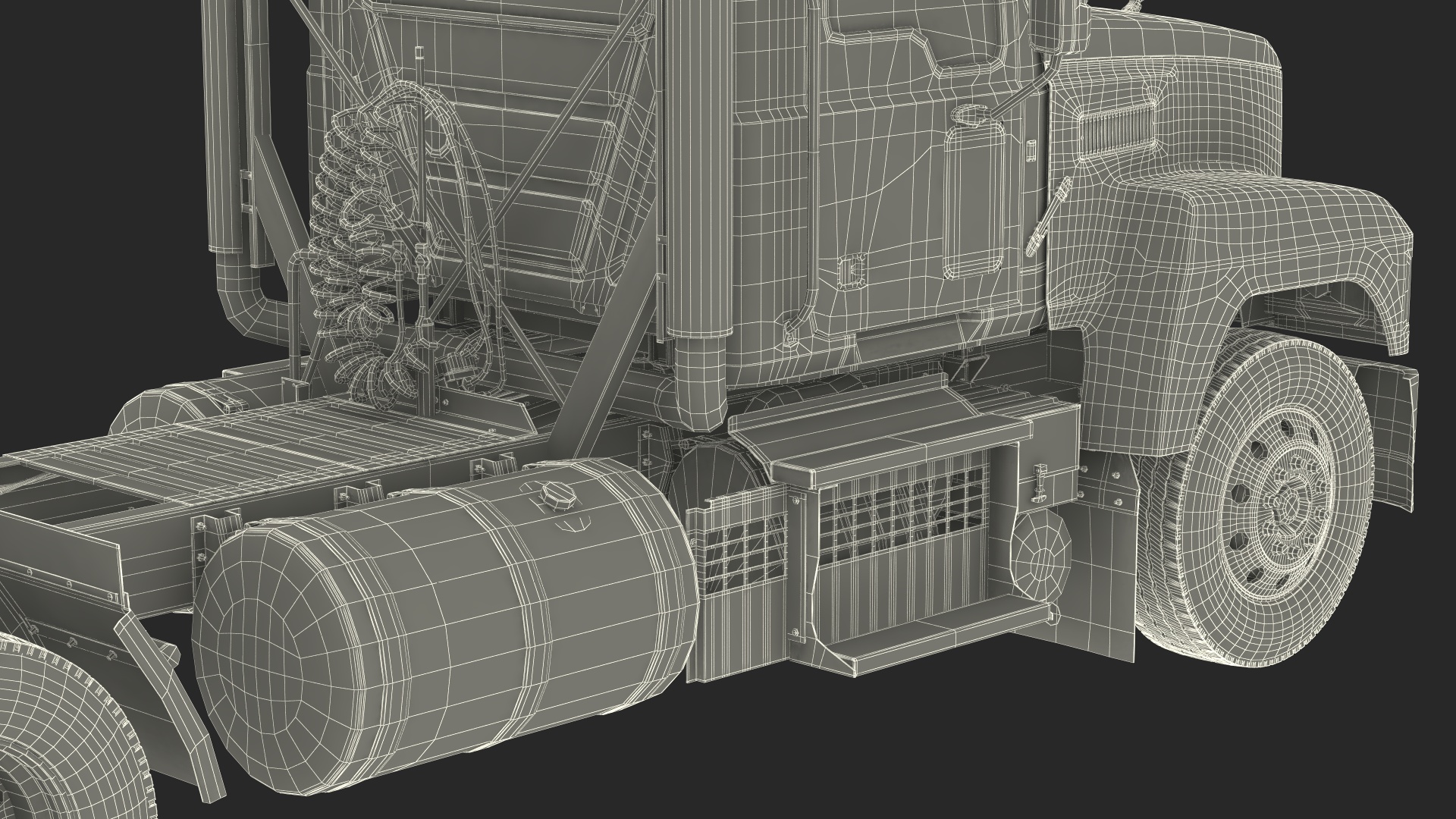Mack Commercial Truck Black Rigged 3D model