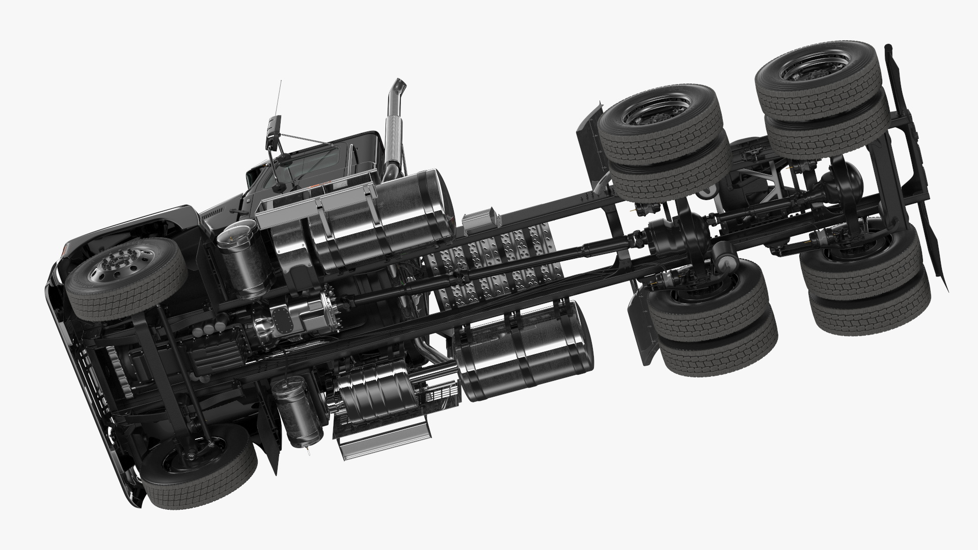 Mack Commercial Truck Black Rigged 3D model