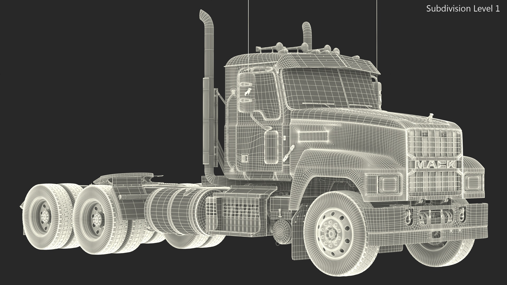 Mack Commercial Truck Black Rigged 3D model