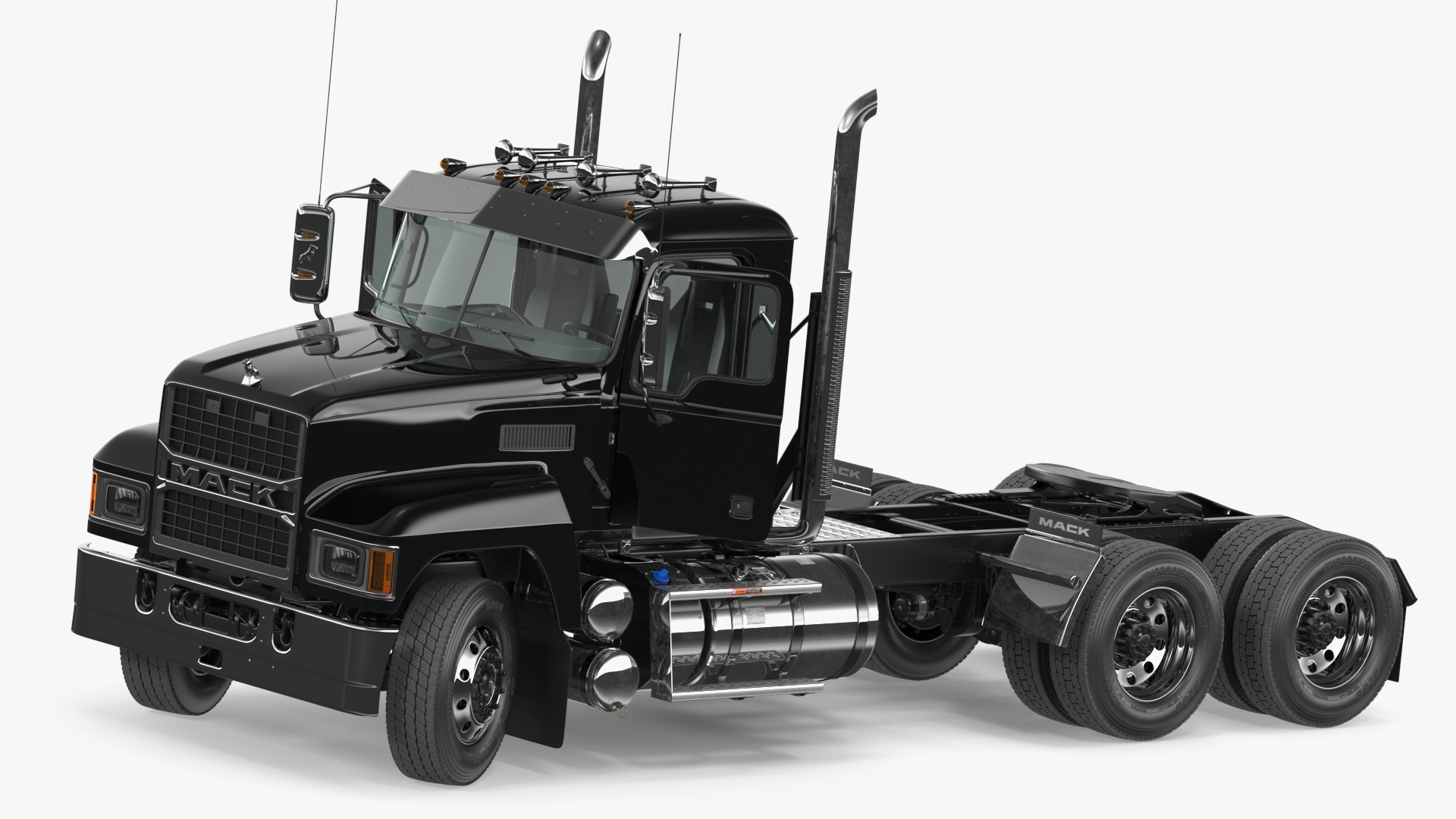 Mack Commercial Truck Black Rigged 3D model