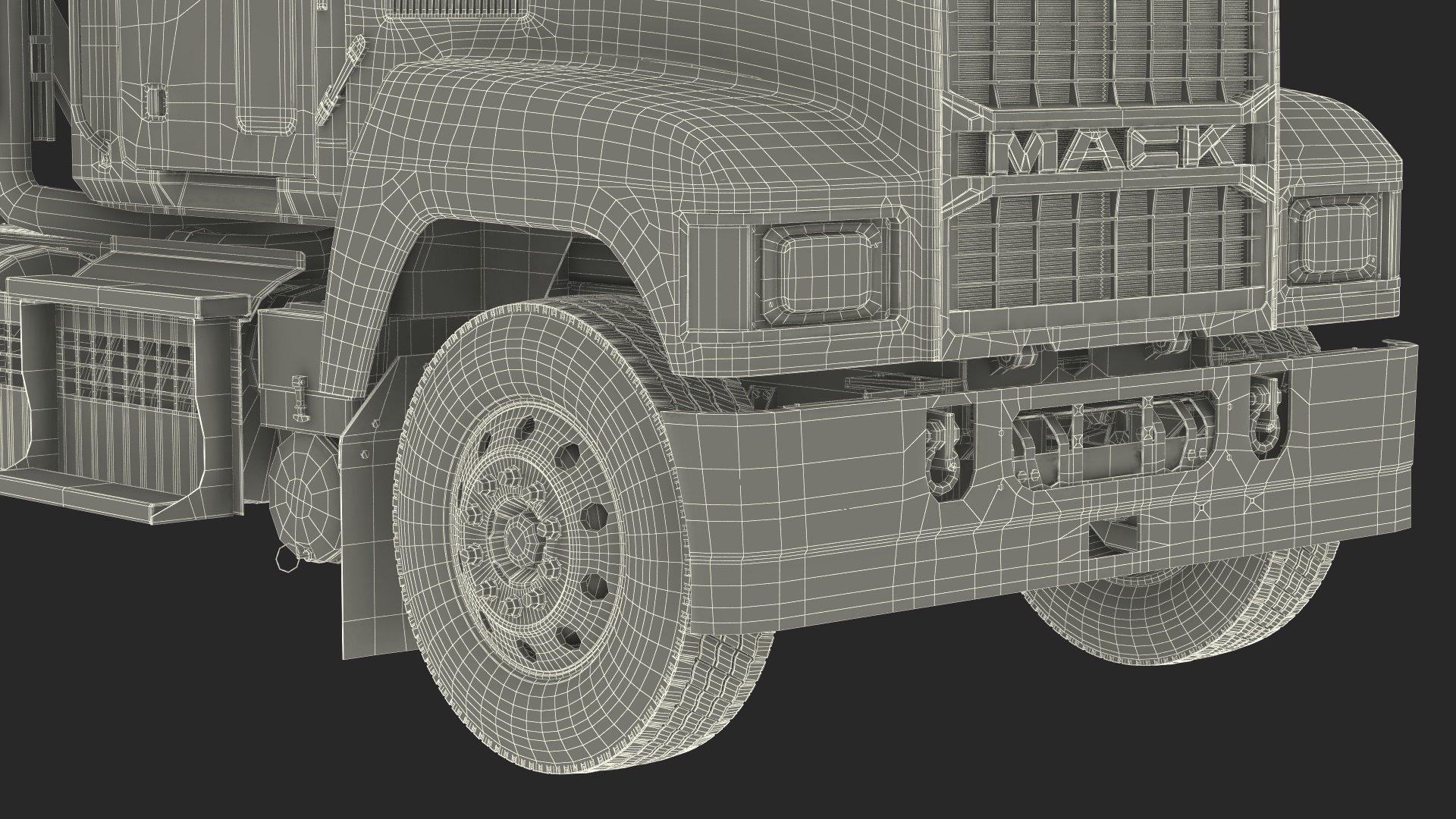 Mack Commercial Truck Black Rigged 3D model