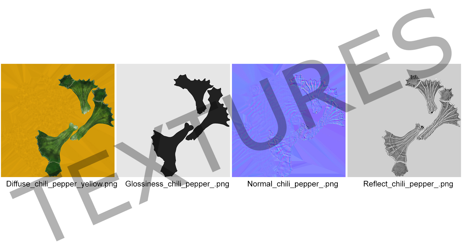 Chili Peppers Set Yellow 3D model