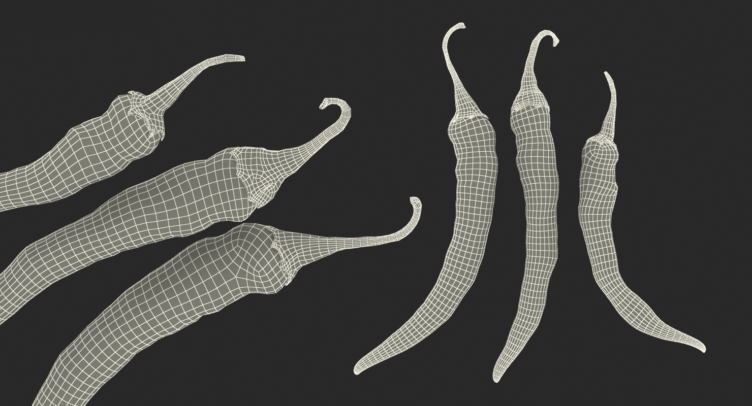 Chili Peppers Set Yellow 3D model