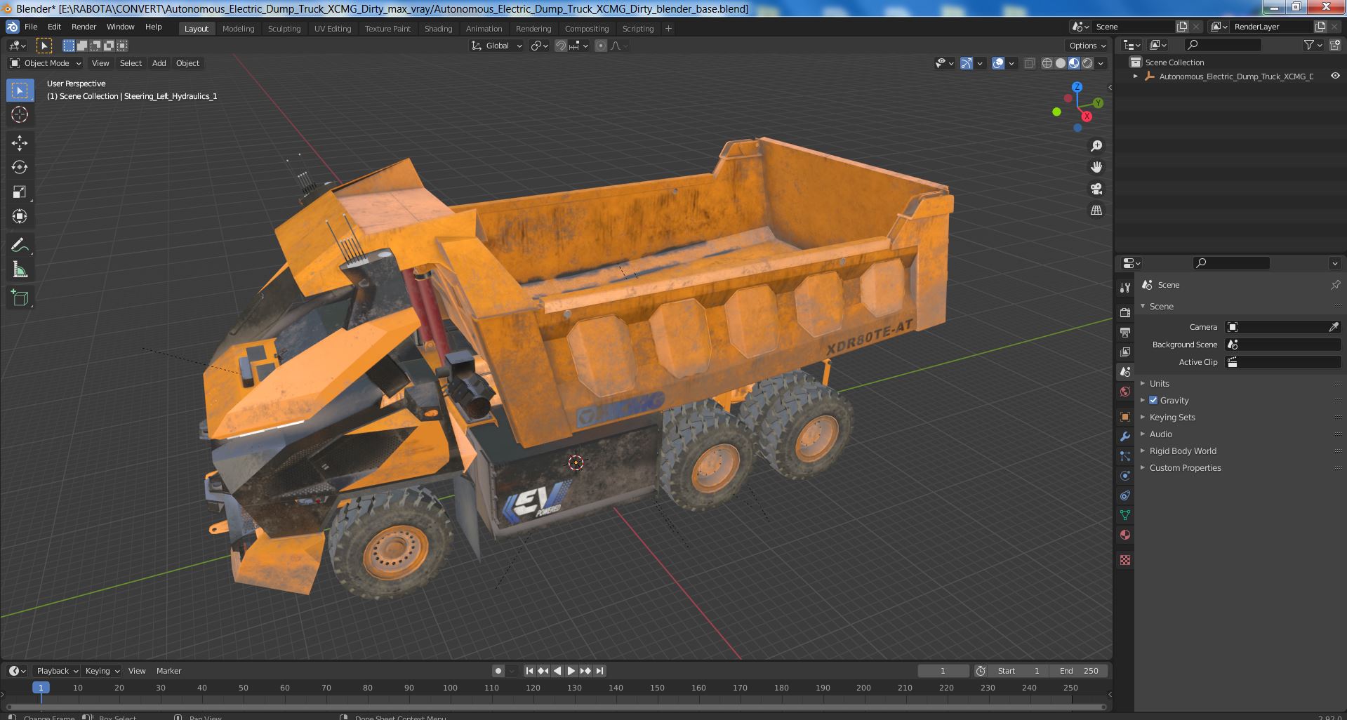 3D Autonomous Electric Dump Truck XCMG Dirty