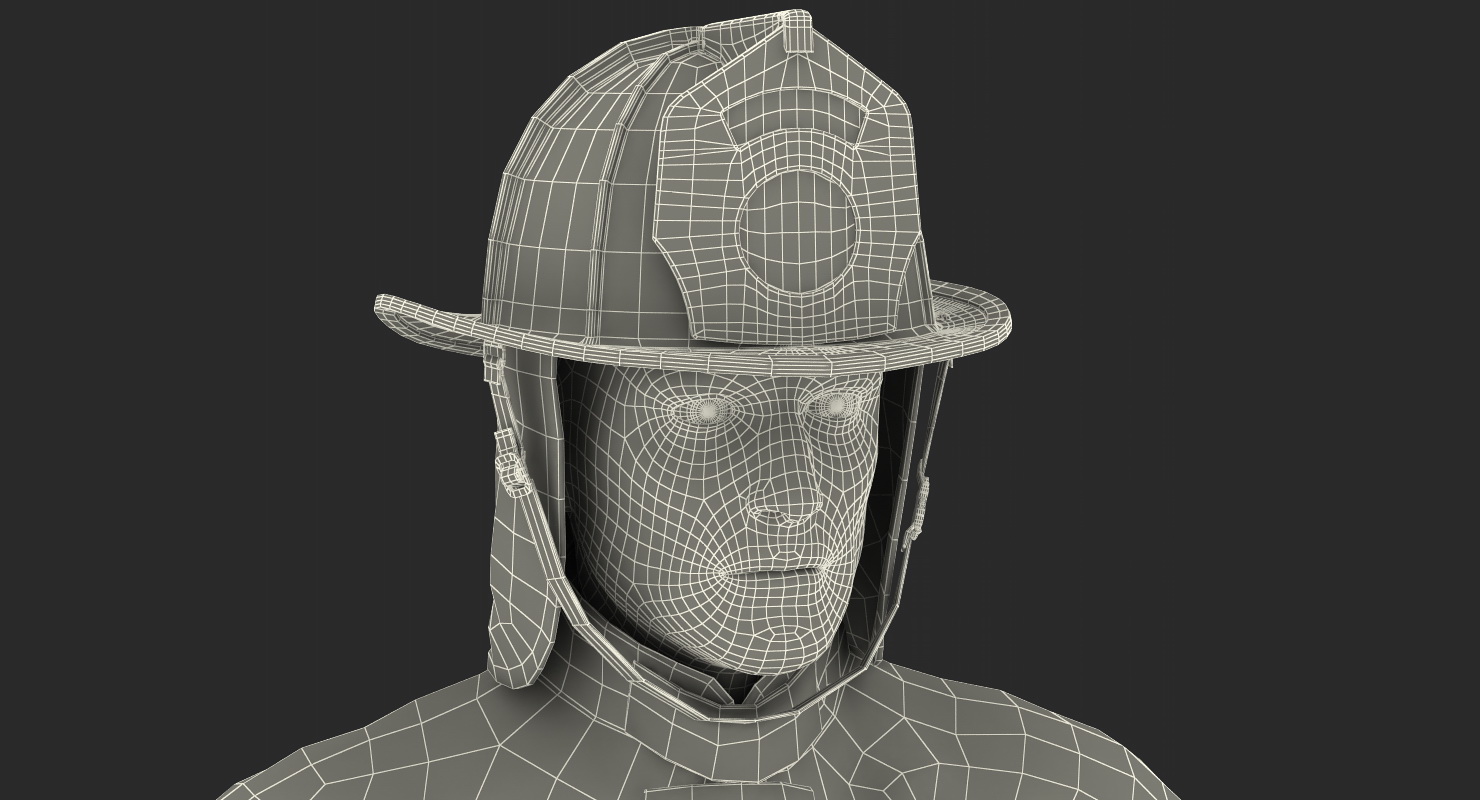 3D US Firefighter with Fully Protective Suit Rigged model