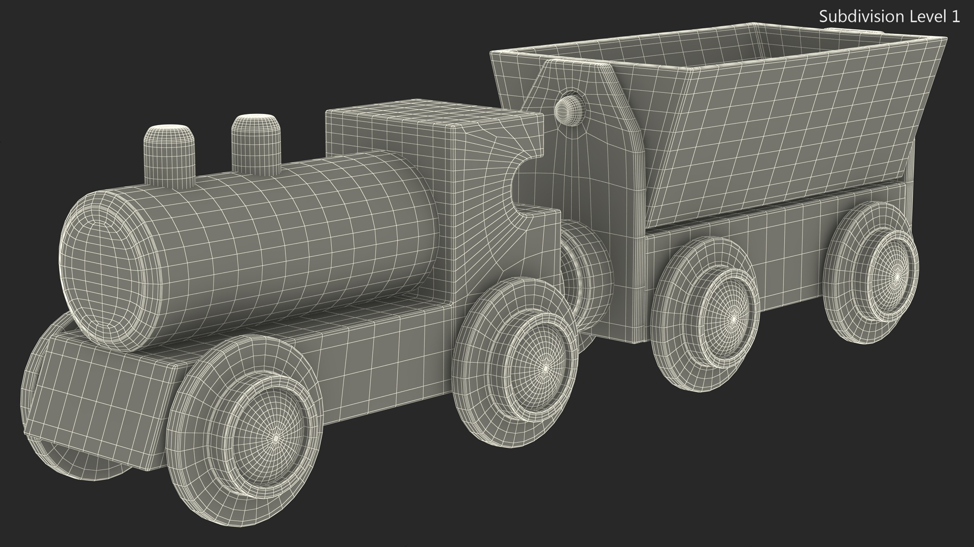 3D Wooden Toy Train 2 model