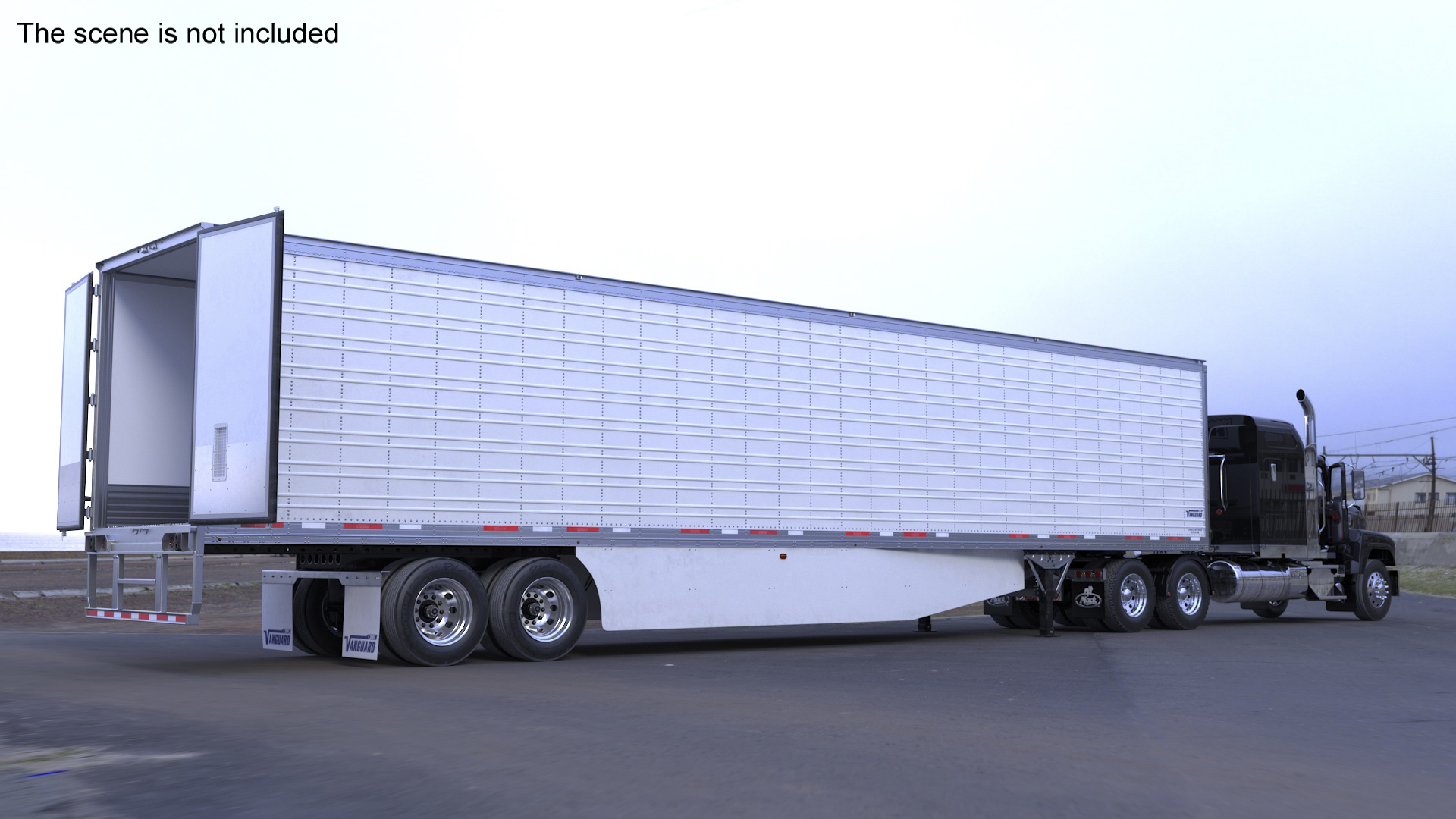 3D model Mack CHU613 Truck with Vanguard Reefer Trailer with Thermo King C600 Rigged
