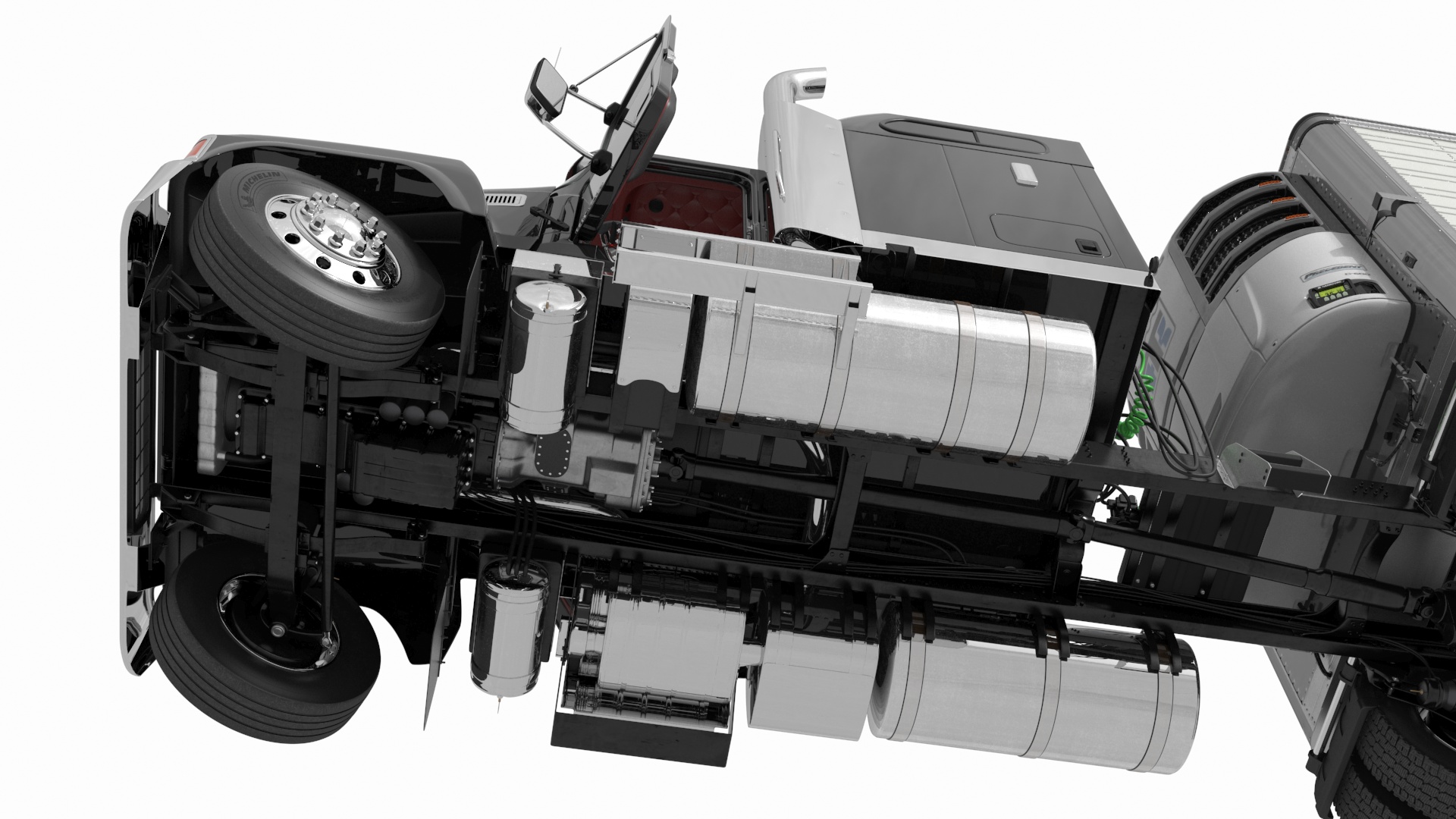 3D model Mack CHU613 Truck with Vanguard Reefer Trailer with Thermo King C600 Rigged