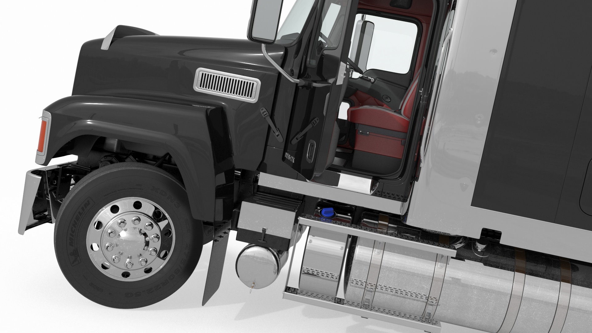 3D model Mack CHU613 Truck with Vanguard Reefer Trailer with Thermo King C600 Rigged