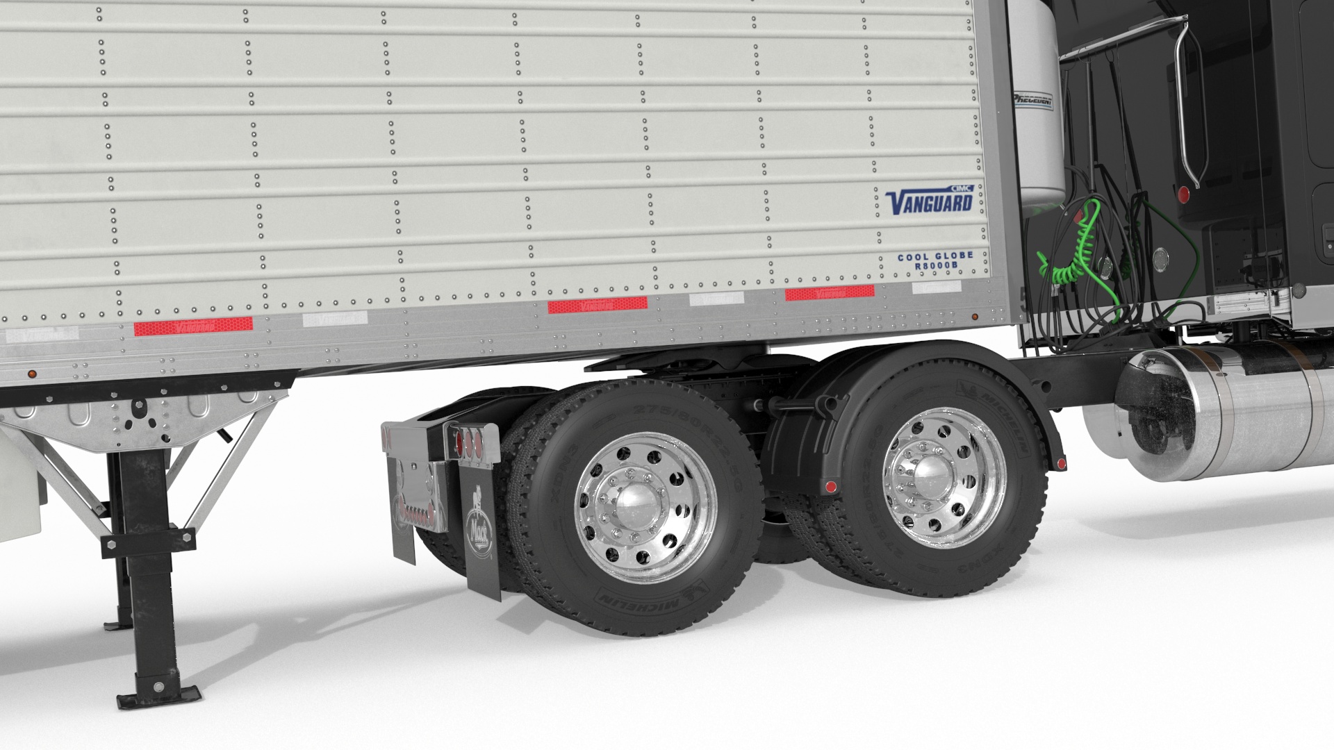3D model Mack CHU613 Truck with Vanguard Reefer Trailer with Thermo King C600 Rigged