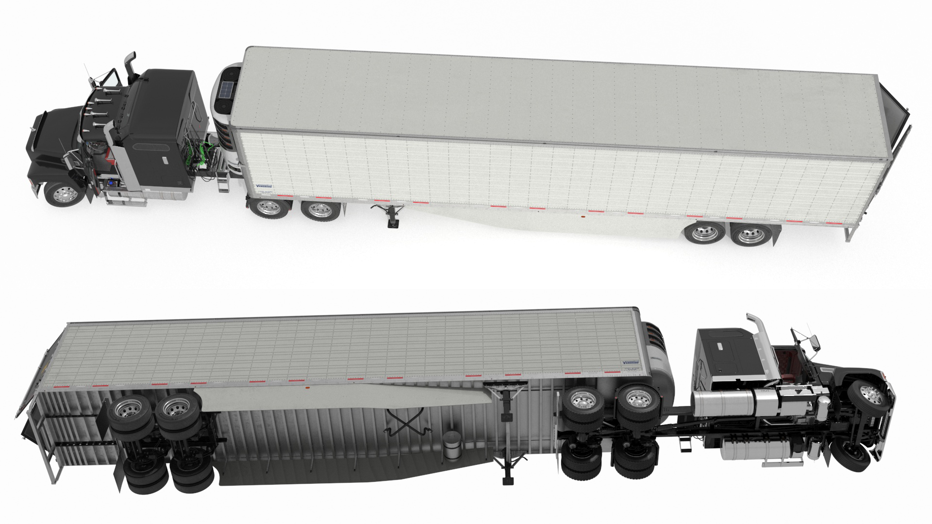 3D model Mack CHU613 Truck with Vanguard Reefer Trailer with Thermo King C600 Rigged