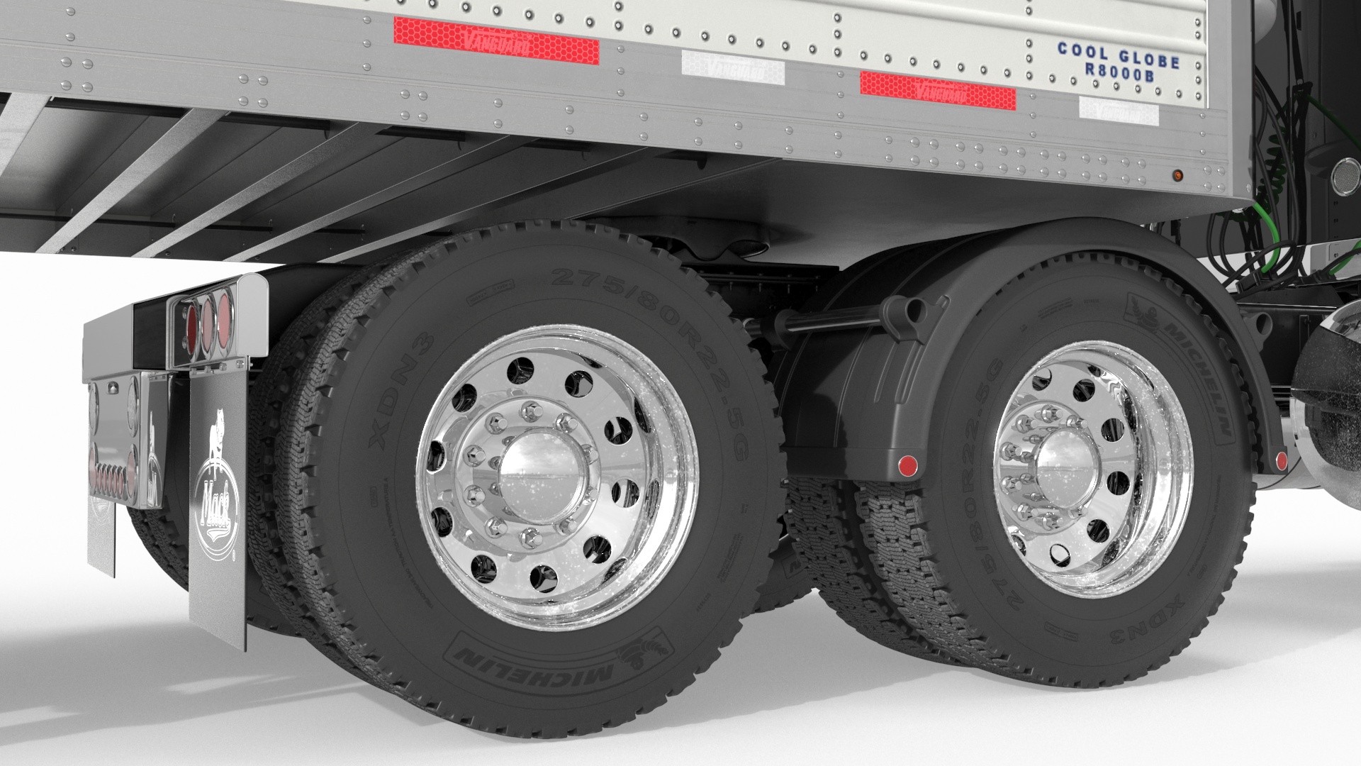 3D model Mack CHU613 Truck with Vanguard Reefer Trailer with Thermo King C600 Rigged