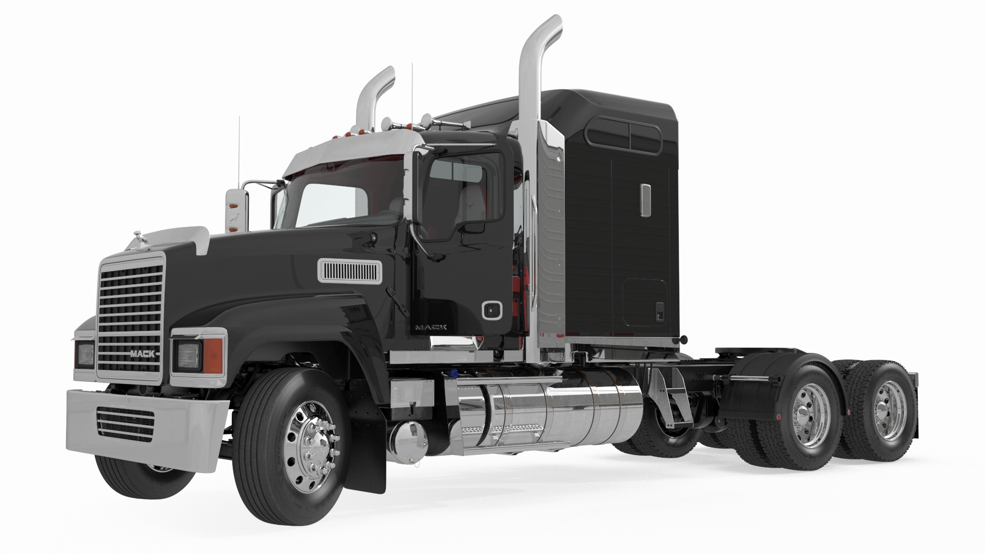 3D model Mack CHU613 Truck with Vanguard Reefer Trailer with Thermo King C600 Rigged