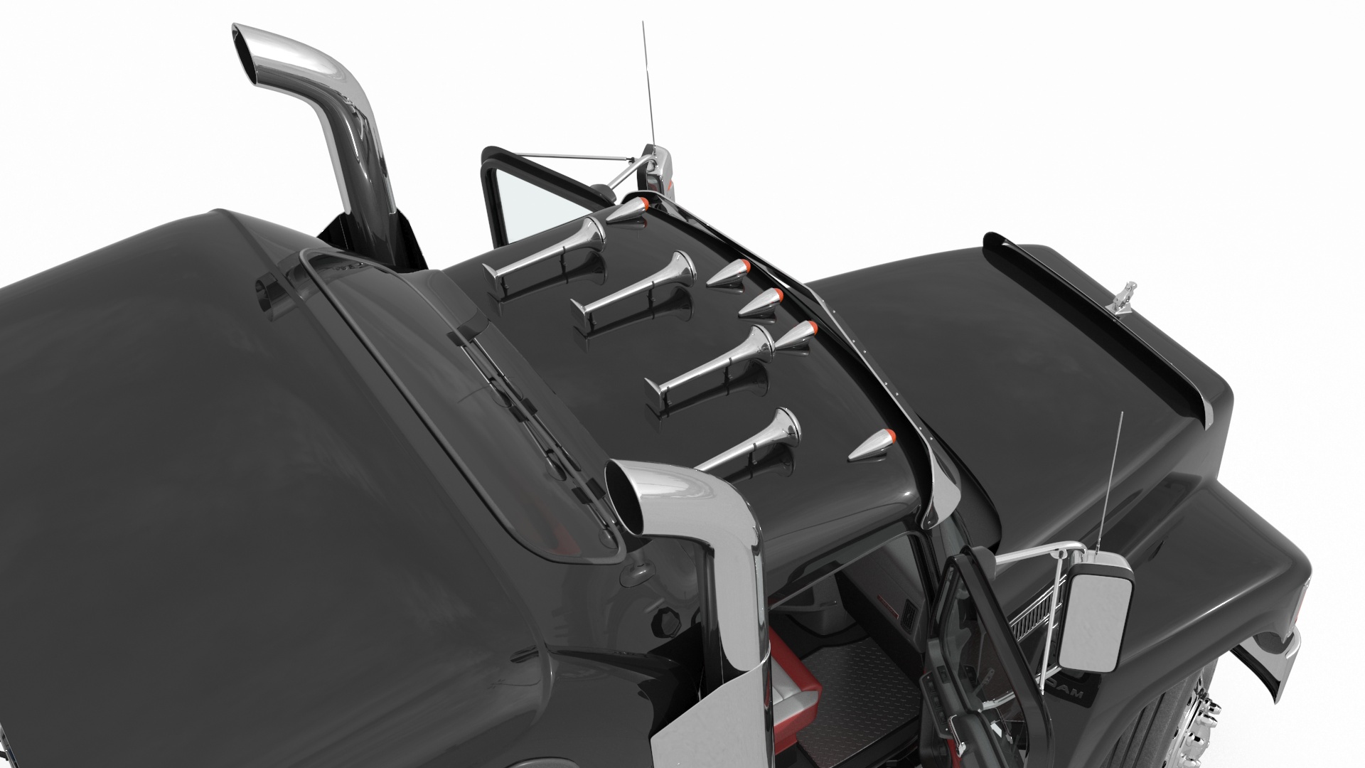 3D model Mack CHU613 Truck with Vanguard Reefer Trailer with Thermo King C600 Rigged