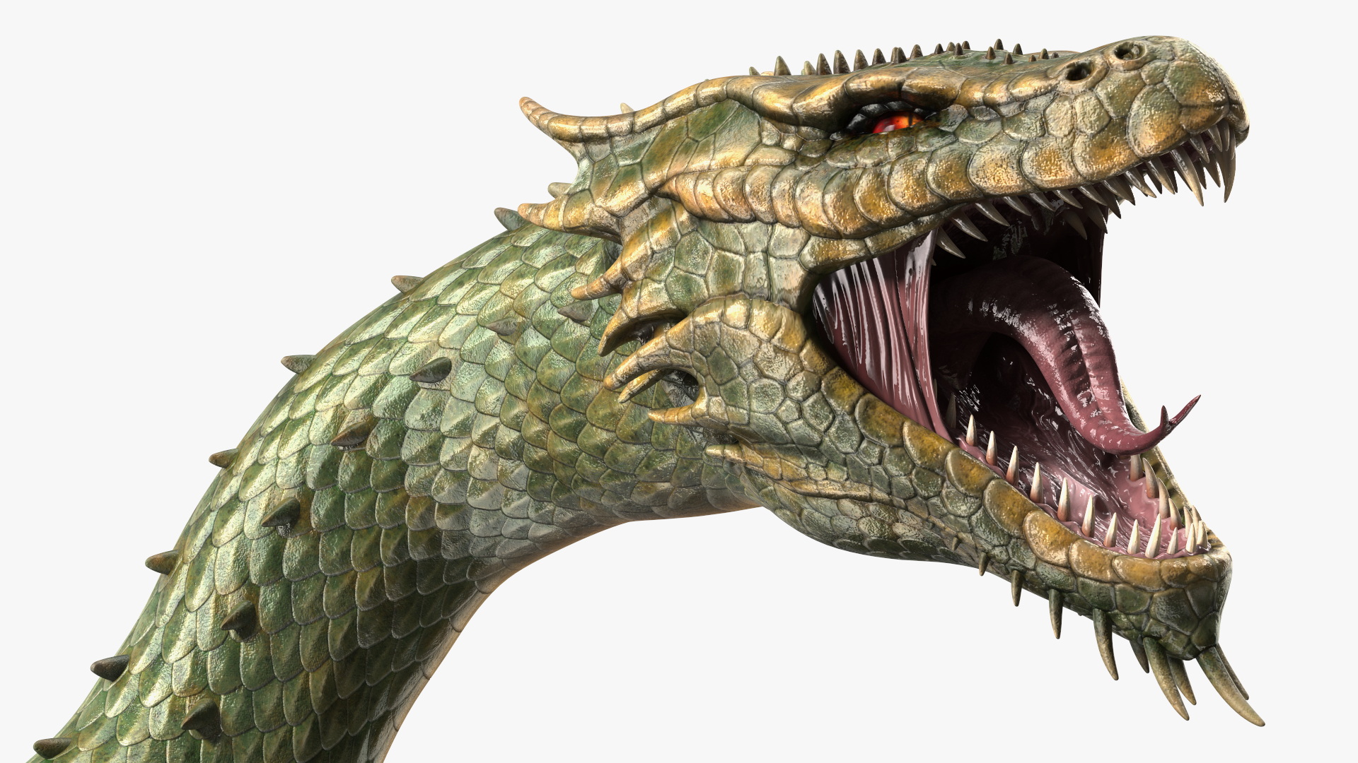Mythical Serpentine Dragon Rigged for Cinema 4D 3D