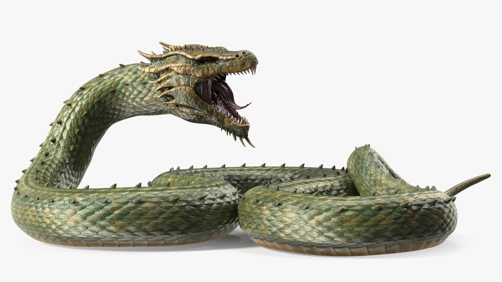 Mythical Serpentine Dragon Rigged for Cinema 4D 3D