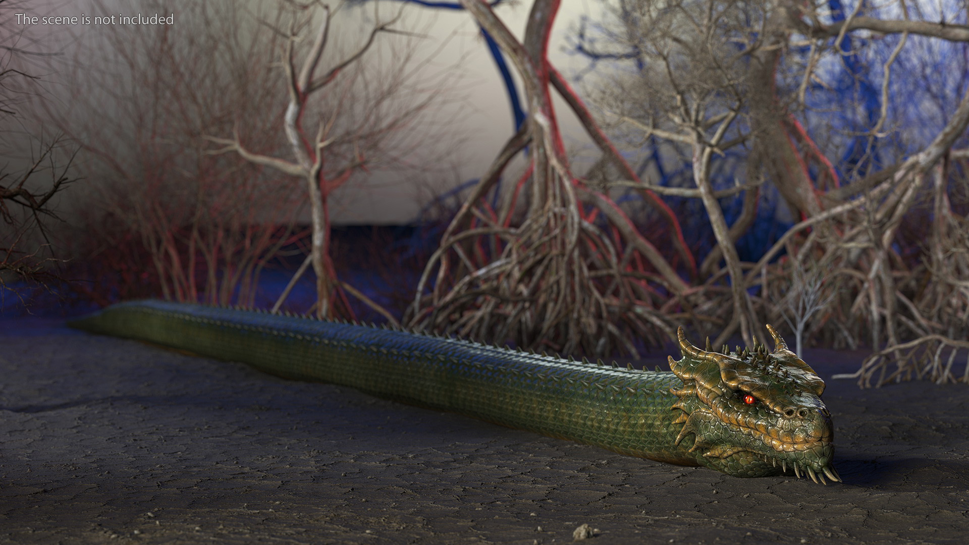 Mythical Serpentine Dragon Rigged for Cinema 4D 3D