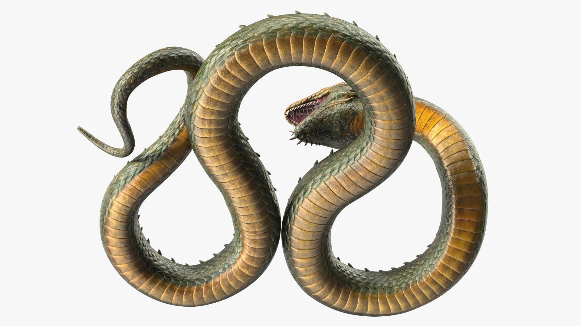 Mythical Serpentine Dragon Rigged for Cinema 4D 3D