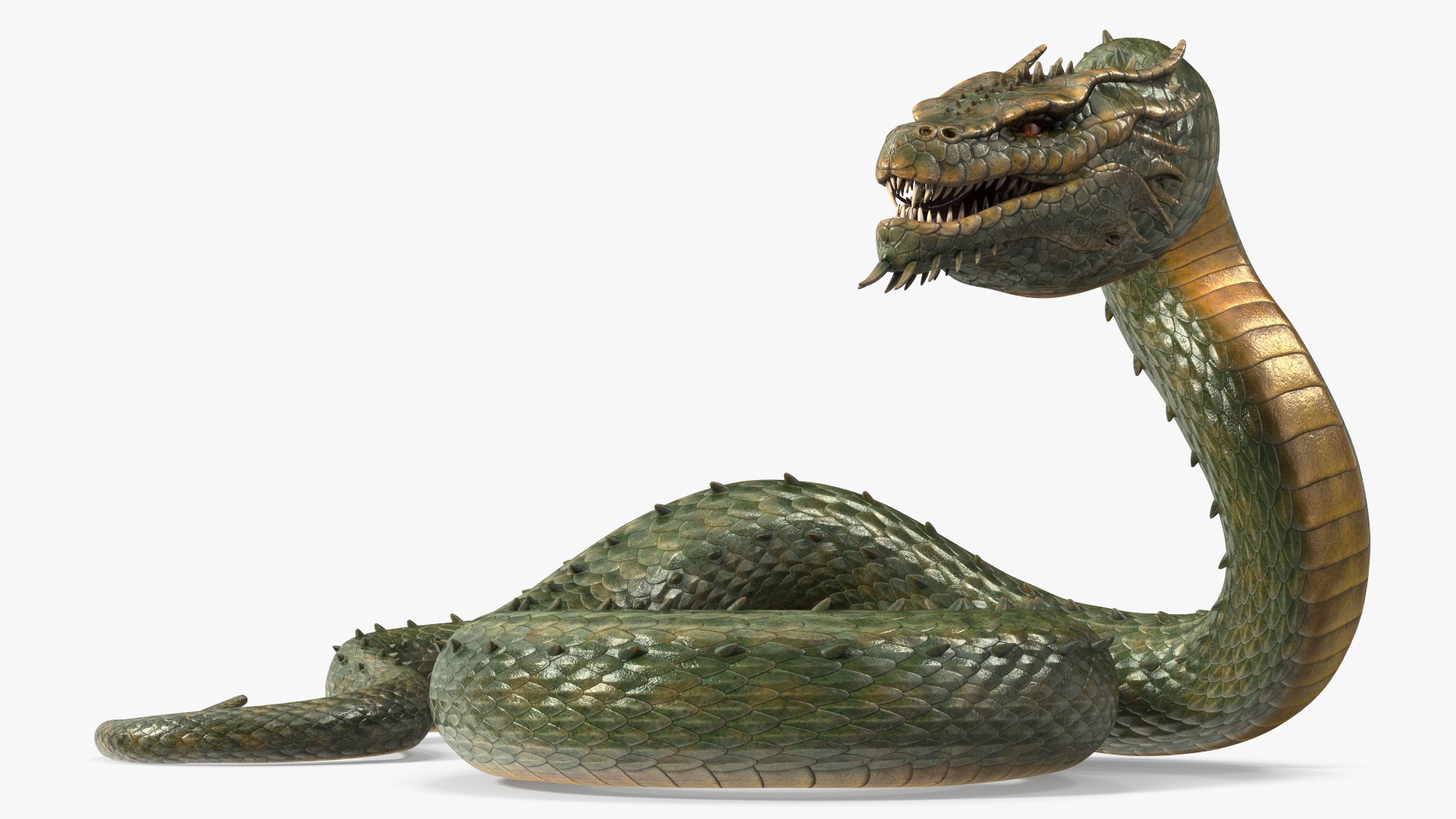 Mythical Serpentine Dragon Rigged for Cinema 4D 3D