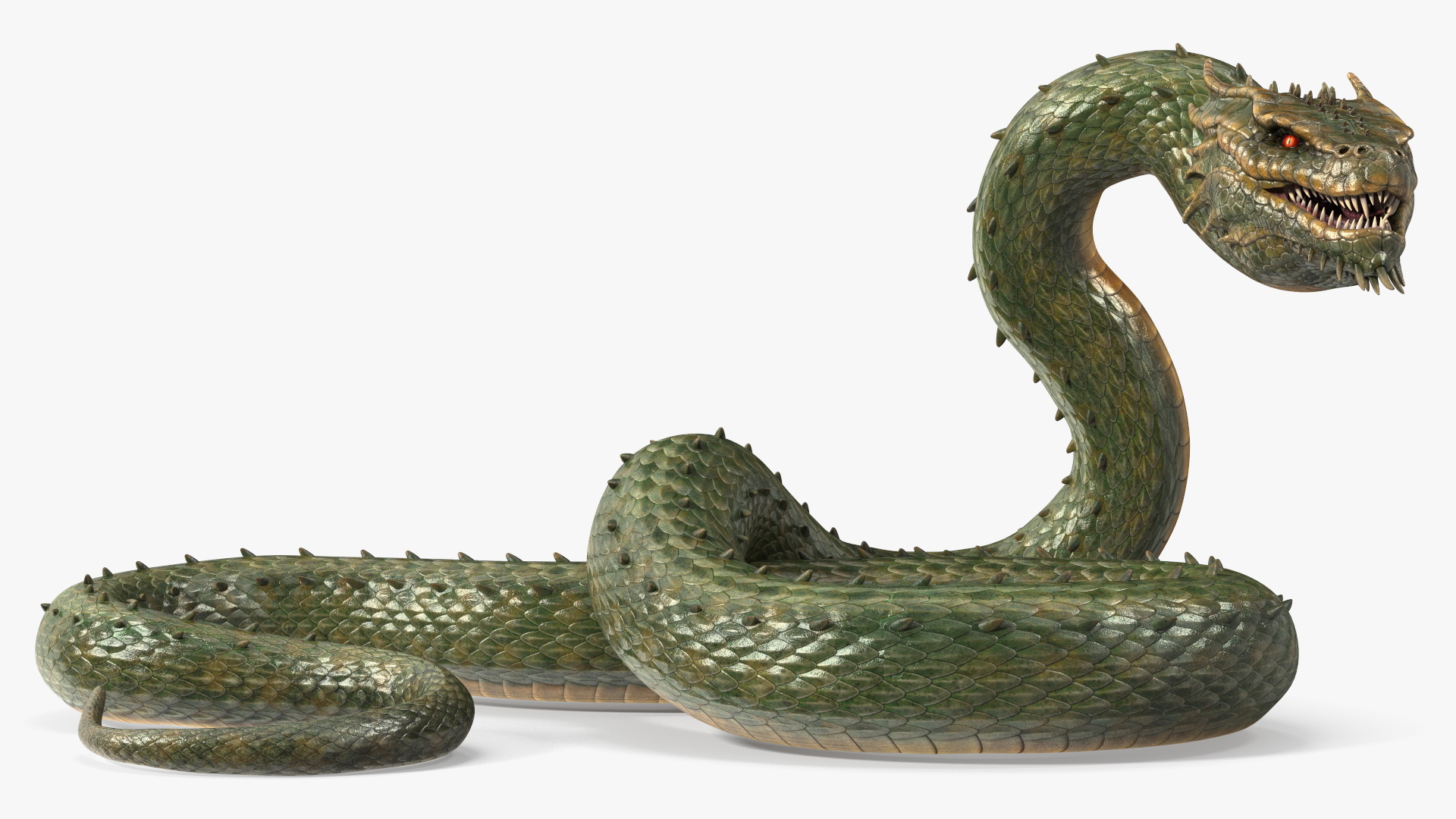 Mythical Serpentine Dragon Rigged for Cinema 4D 3D