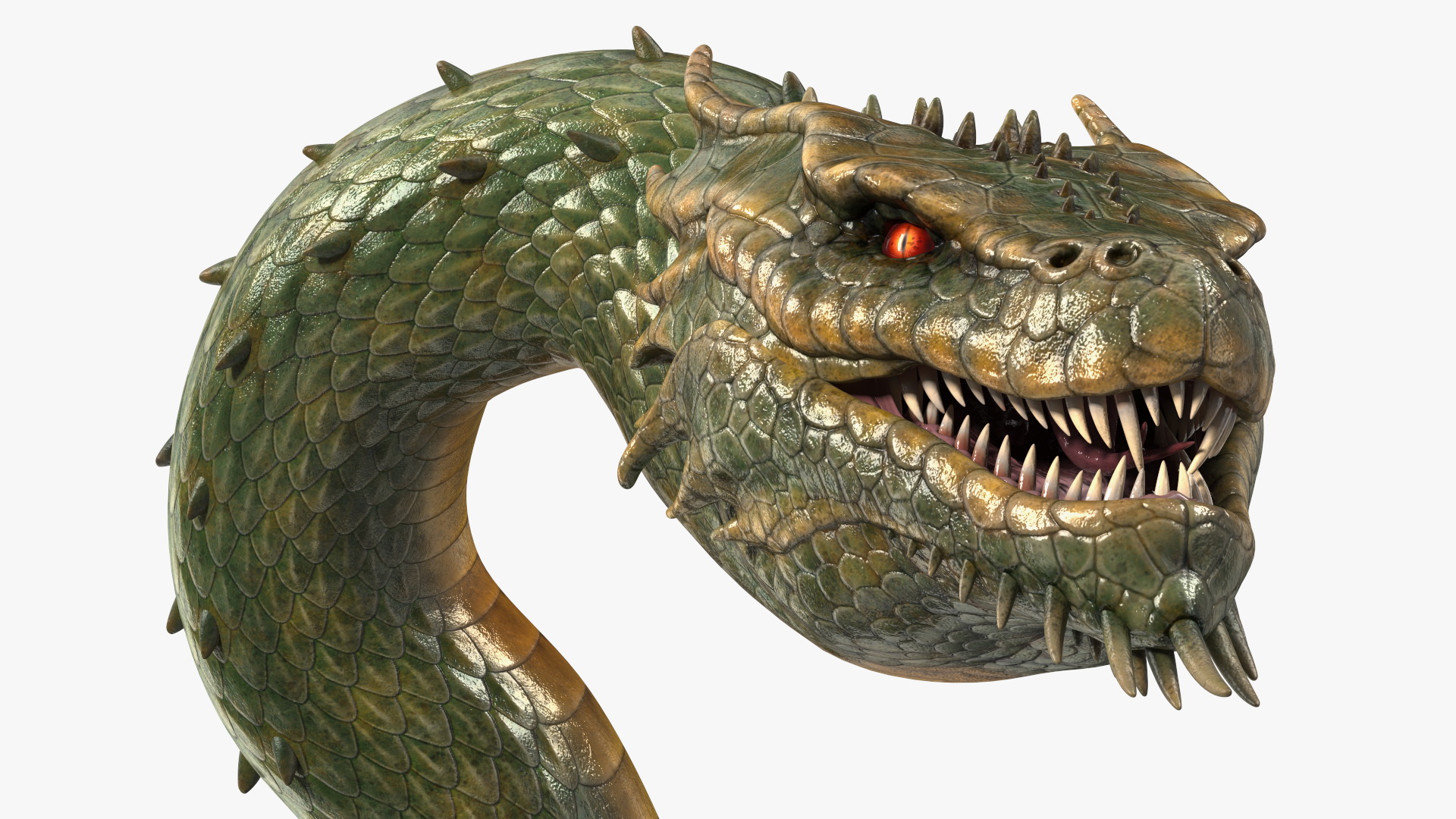 Mythical Serpentine Dragon Rigged for Cinema 4D 3D