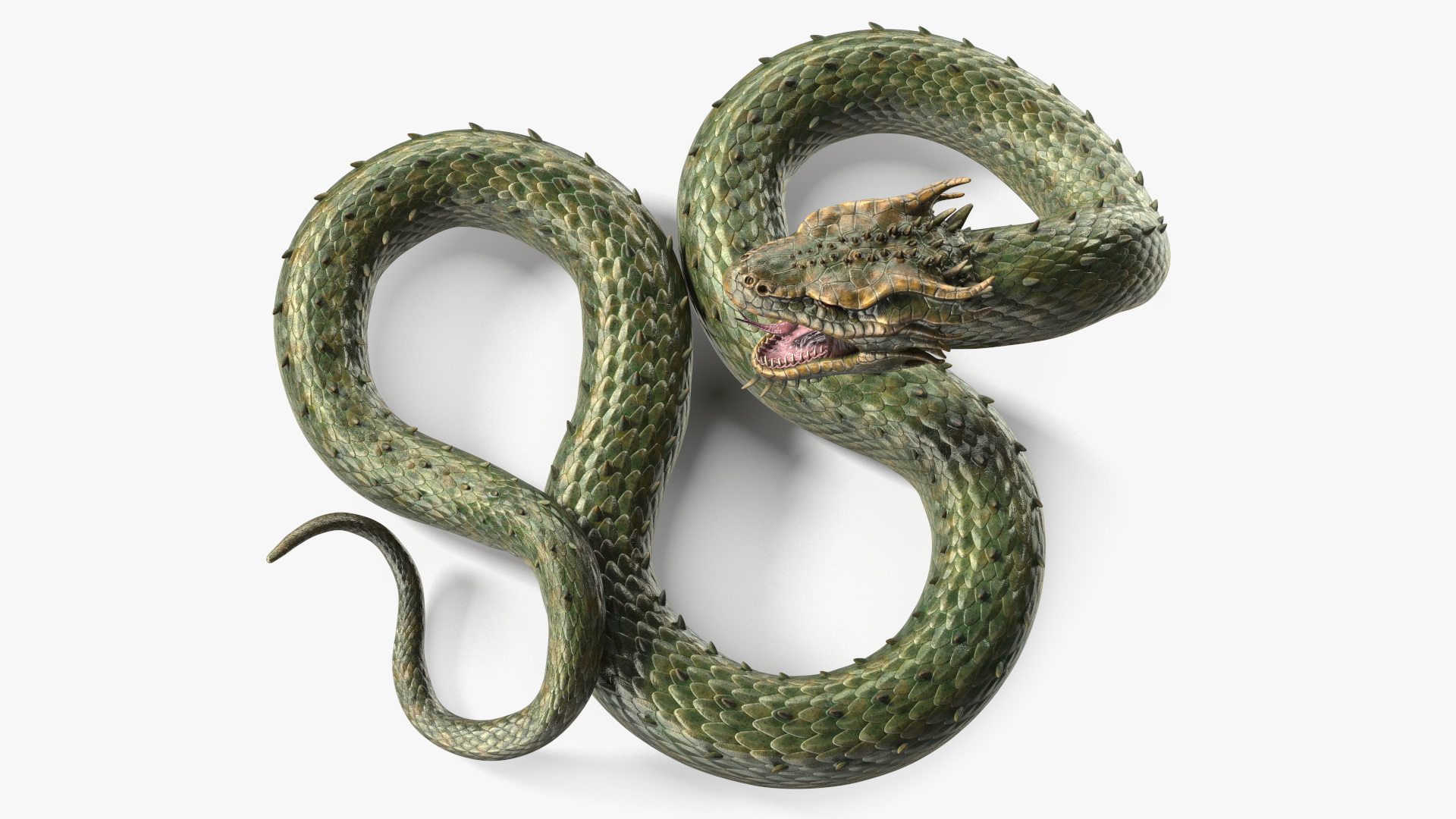 Mythical Serpentine Dragon Rigged for Cinema 4D 3D