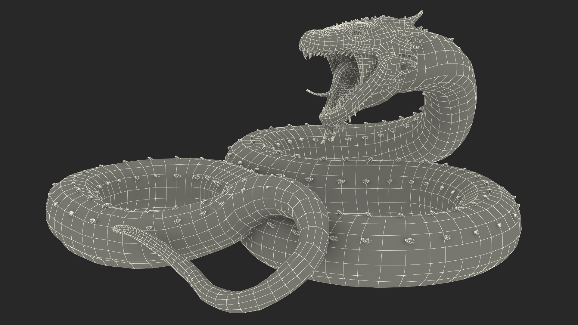 Mythical Serpentine Dragon Rigged for Cinema 4D 3D