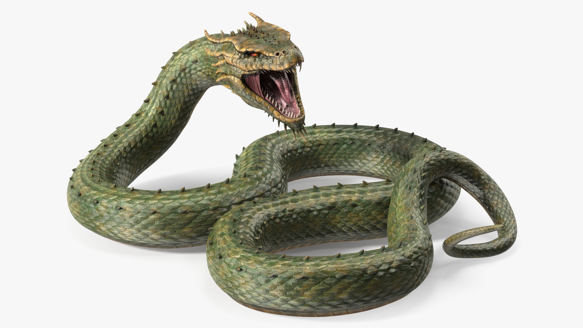 Mythical Serpentine Dragon Rigged for Cinema 4D 3D