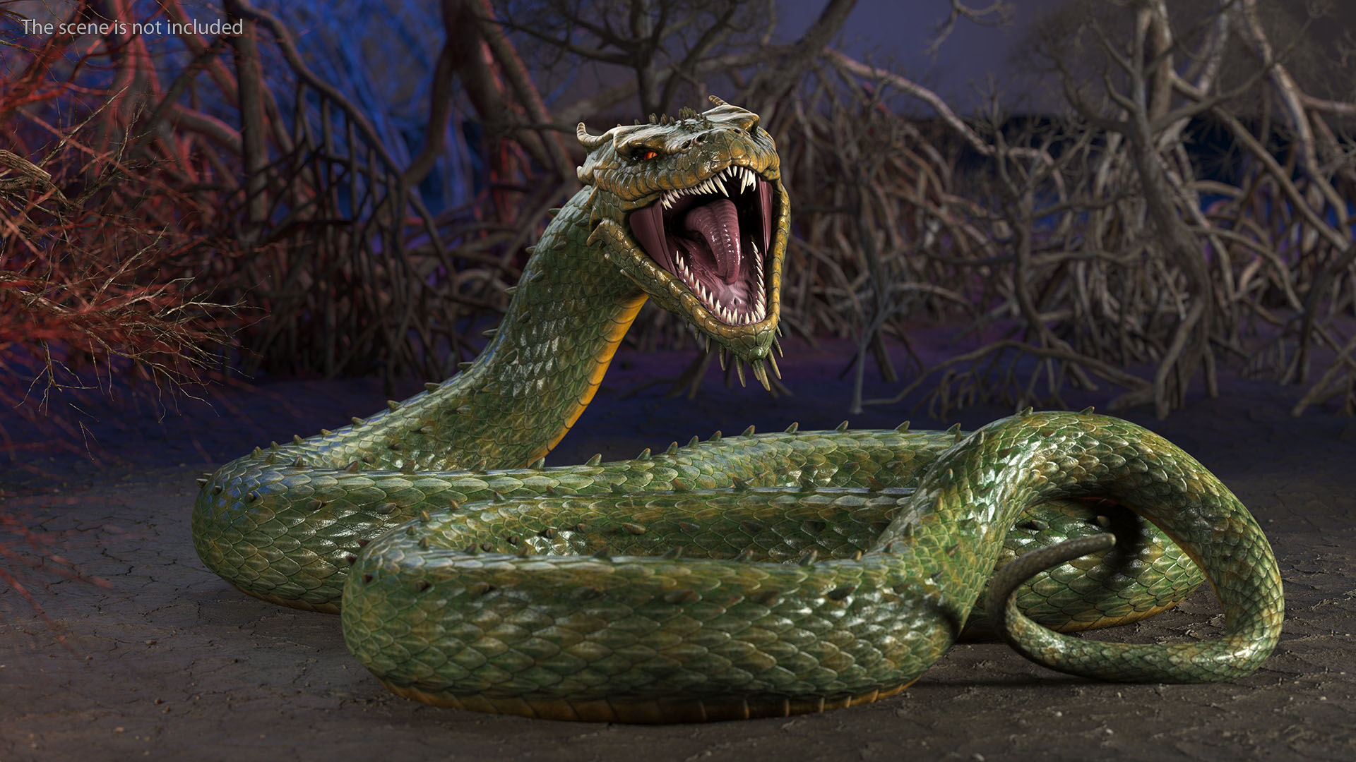 Mythical Serpentine Dragon Rigged for Cinema 4D 3D