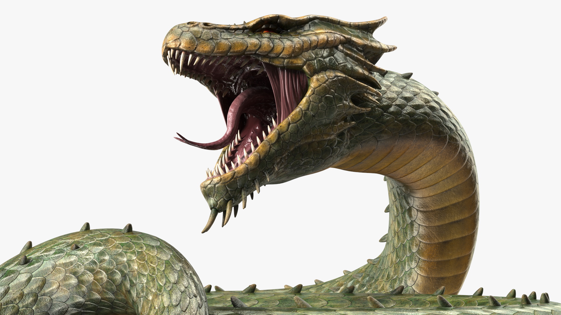 Mythical Serpentine Dragon Rigged for Cinema 4D 3D