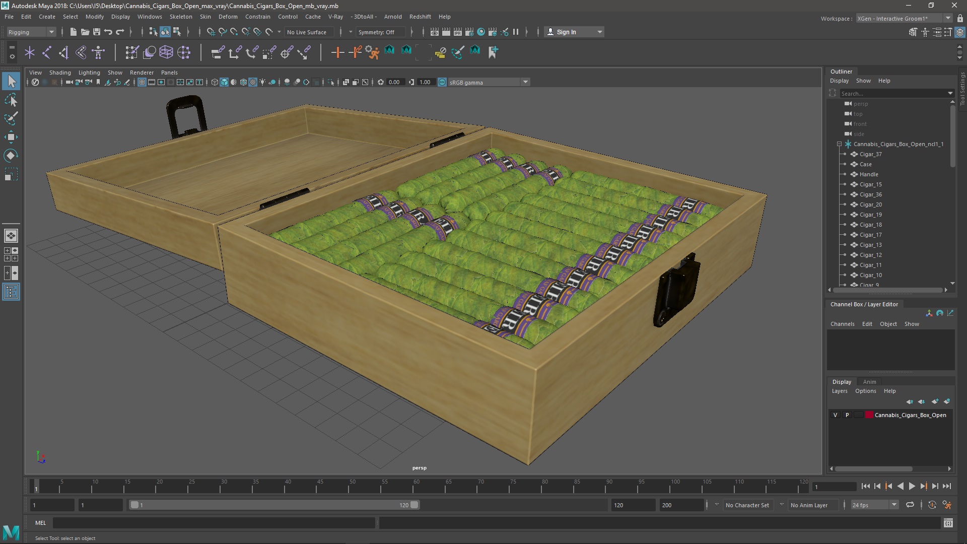 3D model Leira Cannabis Cigars Box Open