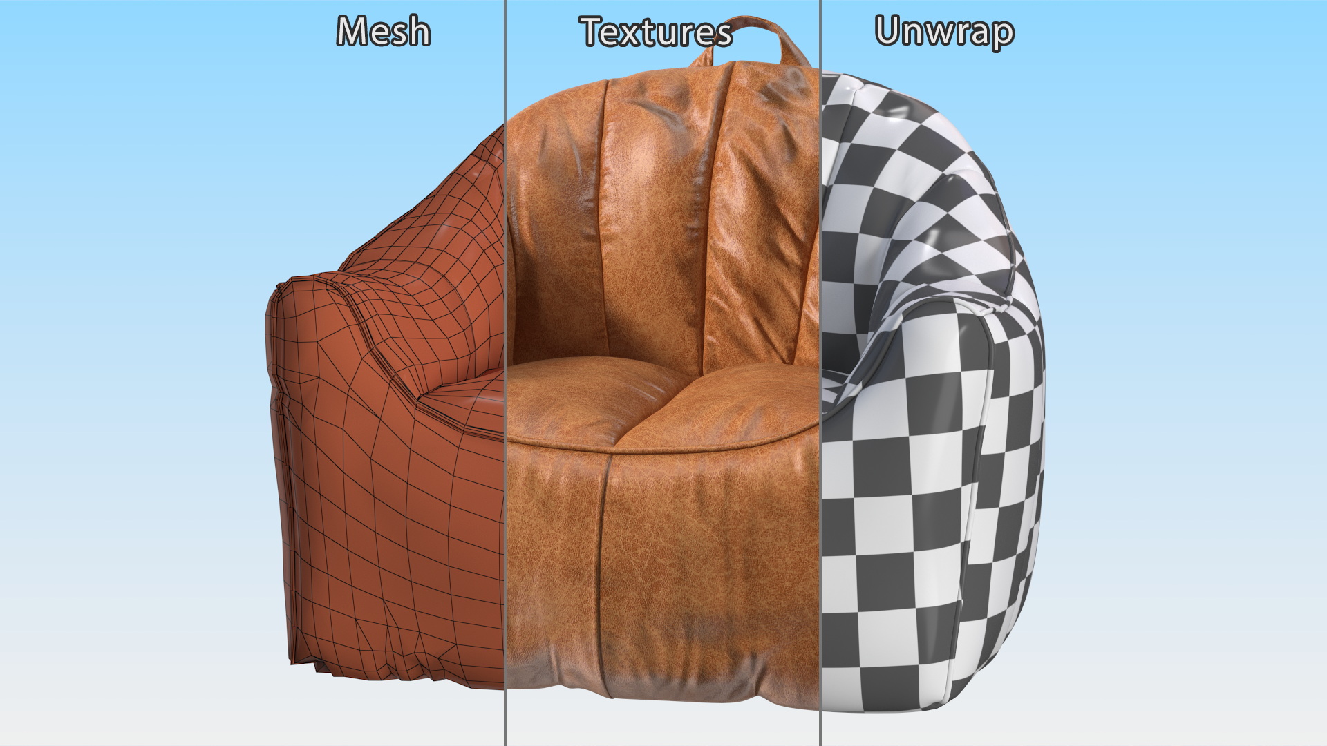 3D model Big Joe Hug Bean Bag Chair Leather Brown