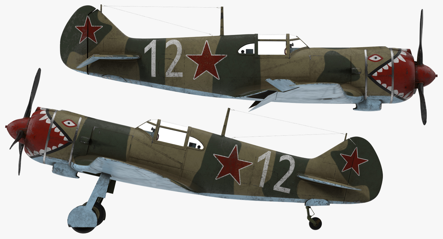 3D model La 5 WWII Soviet Fighter Aircraft Rigged