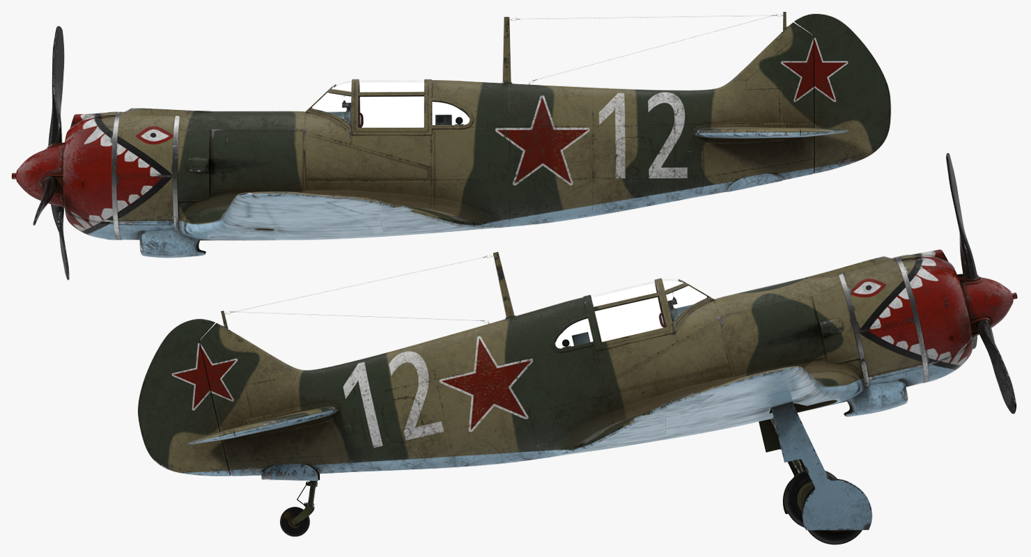 3D model La 5 WWII Soviet Fighter Aircraft Rigged
