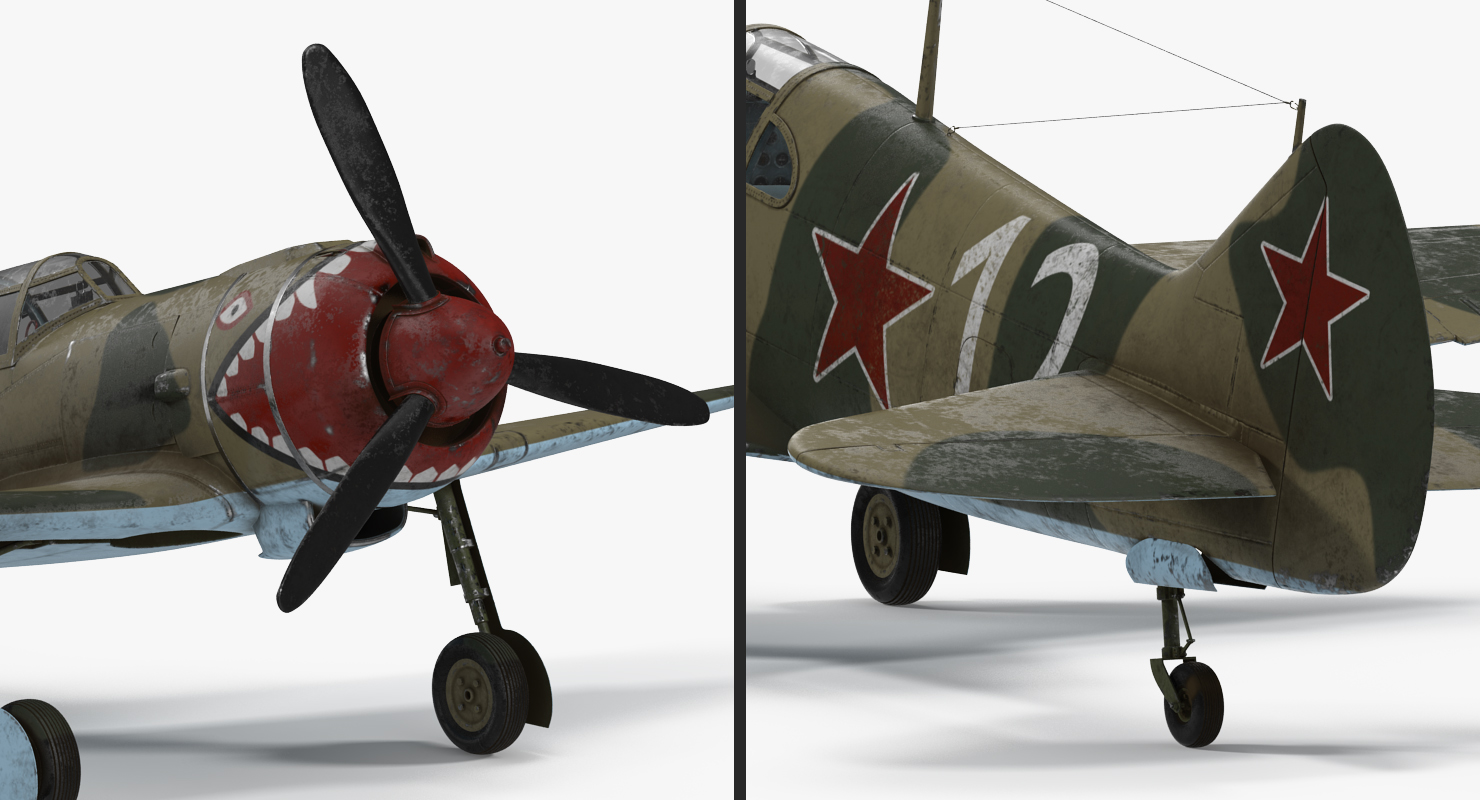 3D model La 5 WWII Soviet Fighter Aircraft Rigged