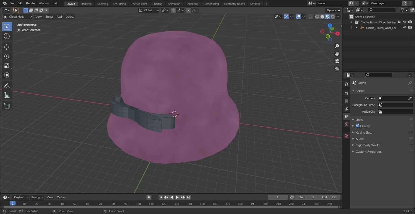 3D Cloche Round Wool Felt Hat Crushable For Women