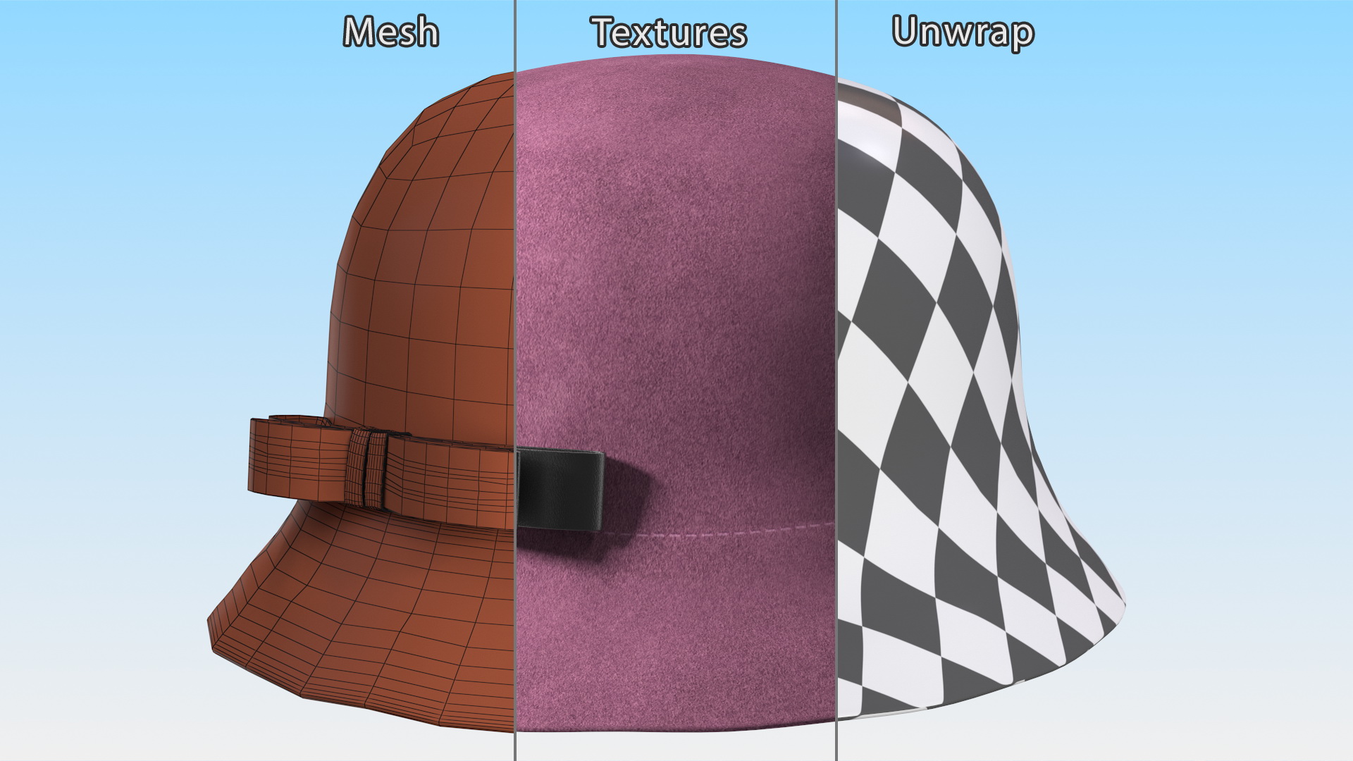 3D Cloche Round Wool Felt Hat Crushable For Women
