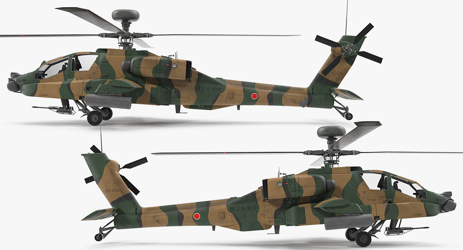 AH 64D Apache Longbow Japan Rigged 3D model