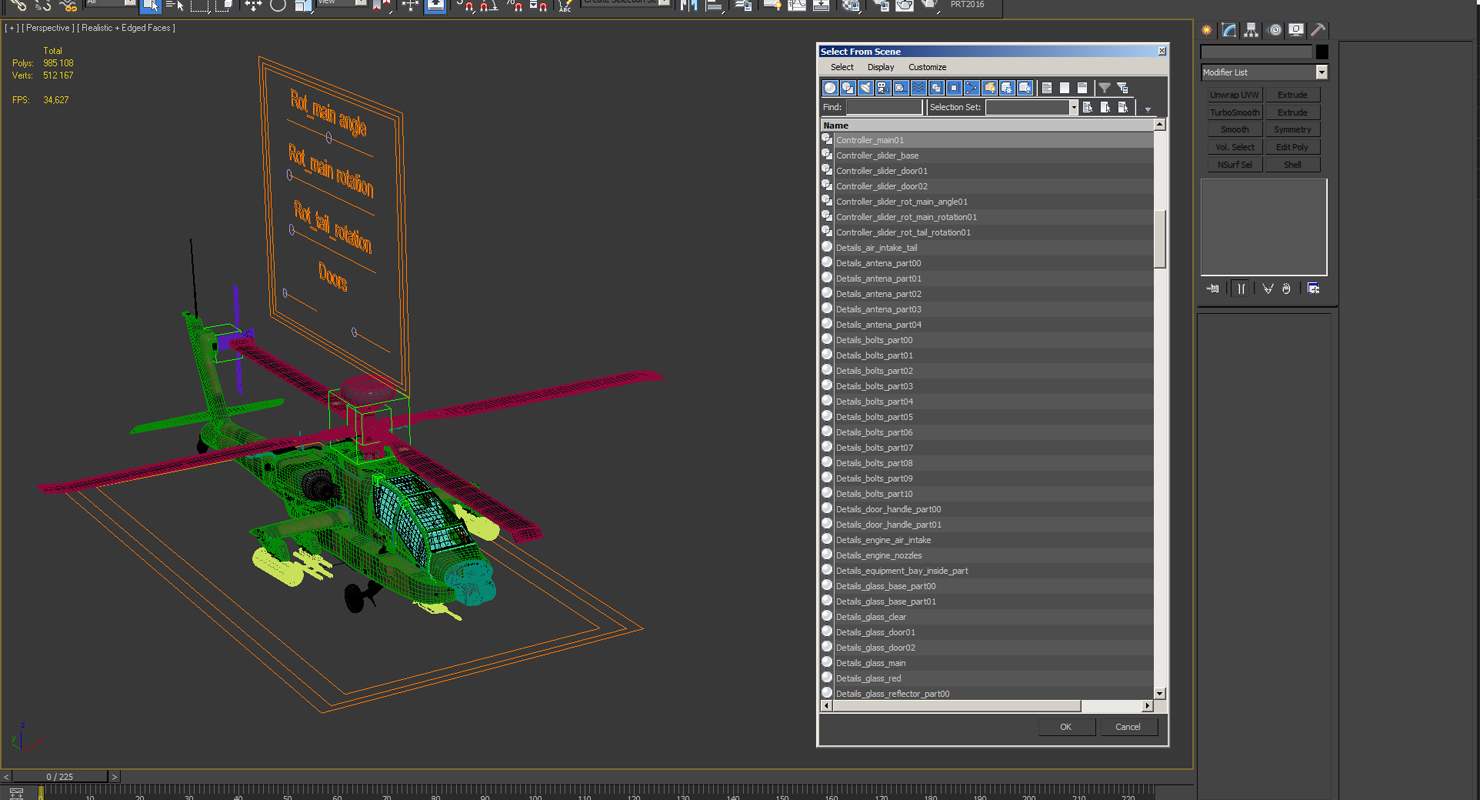 AH 64D Apache Longbow Japan Rigged 3D model