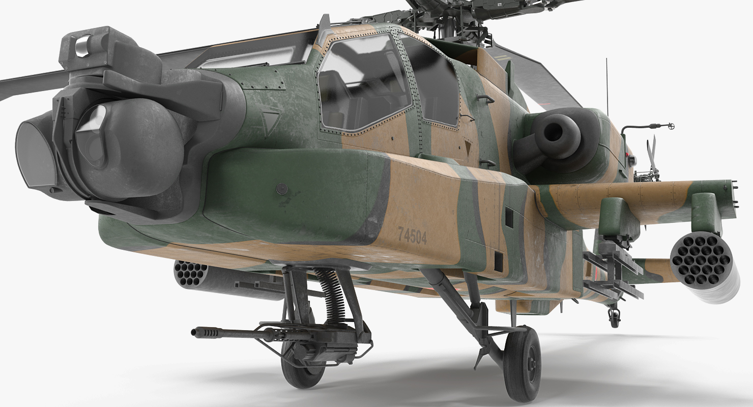 AH 64D Apache Longbow Japan Rigged 3D model
