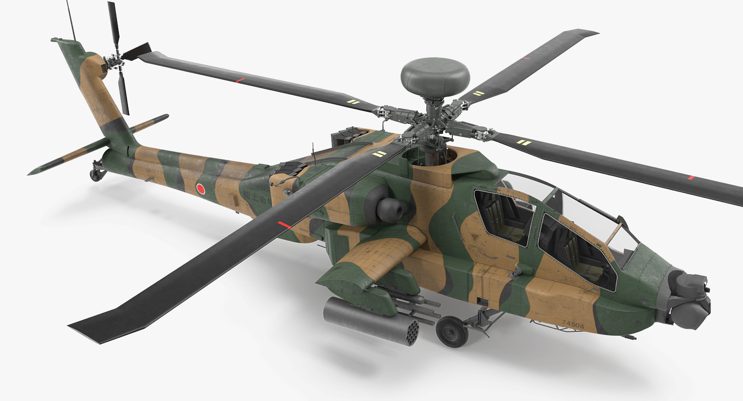 AH 64D Apache Longbow Japan Rigged 3D model