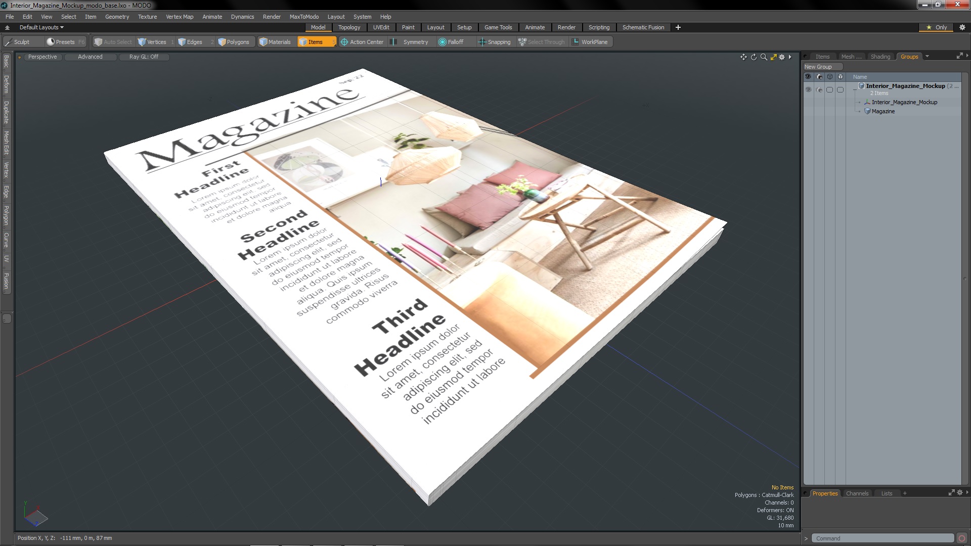 Interior Magazine Mockup 3D model