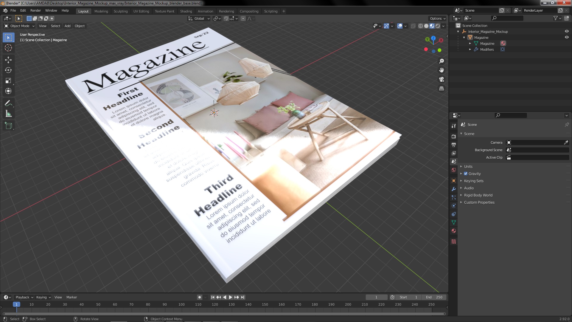 Interior Magazine Mockup 3D model
