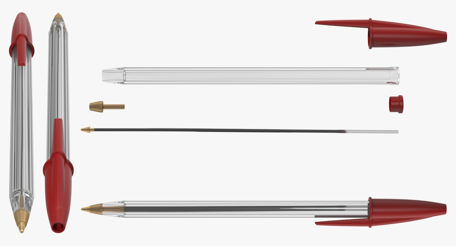 3D Transparent Pen Red Ink model