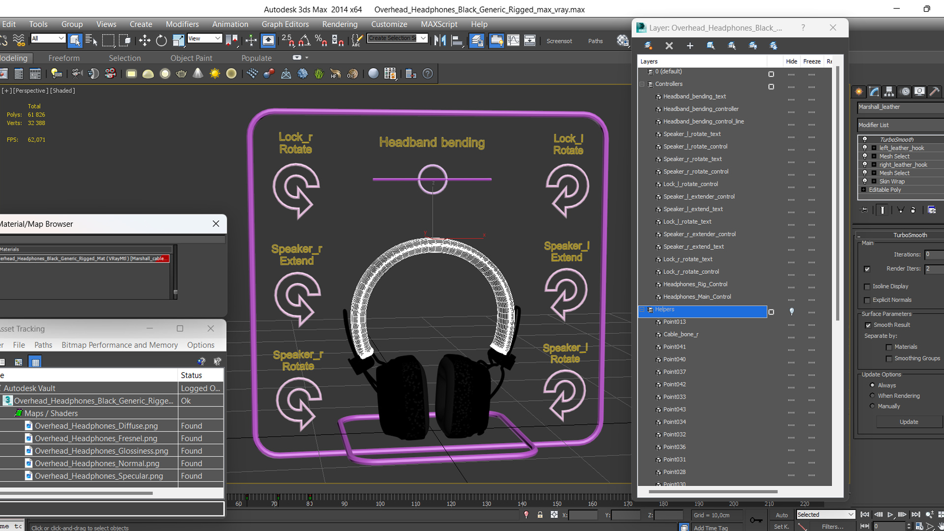 3D model Overhead Headphones Black Generic Rigged
