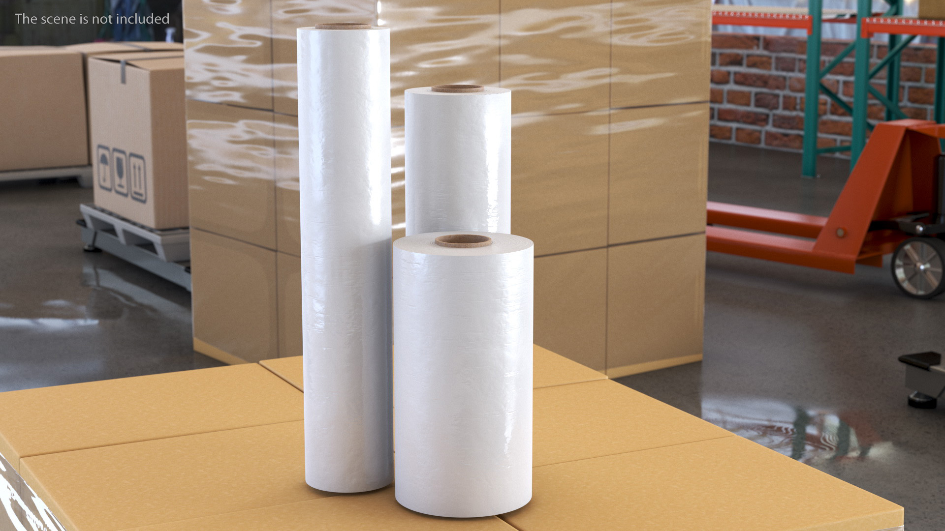 3D Roll of Wrapping Stretch Film 3 Pieces model