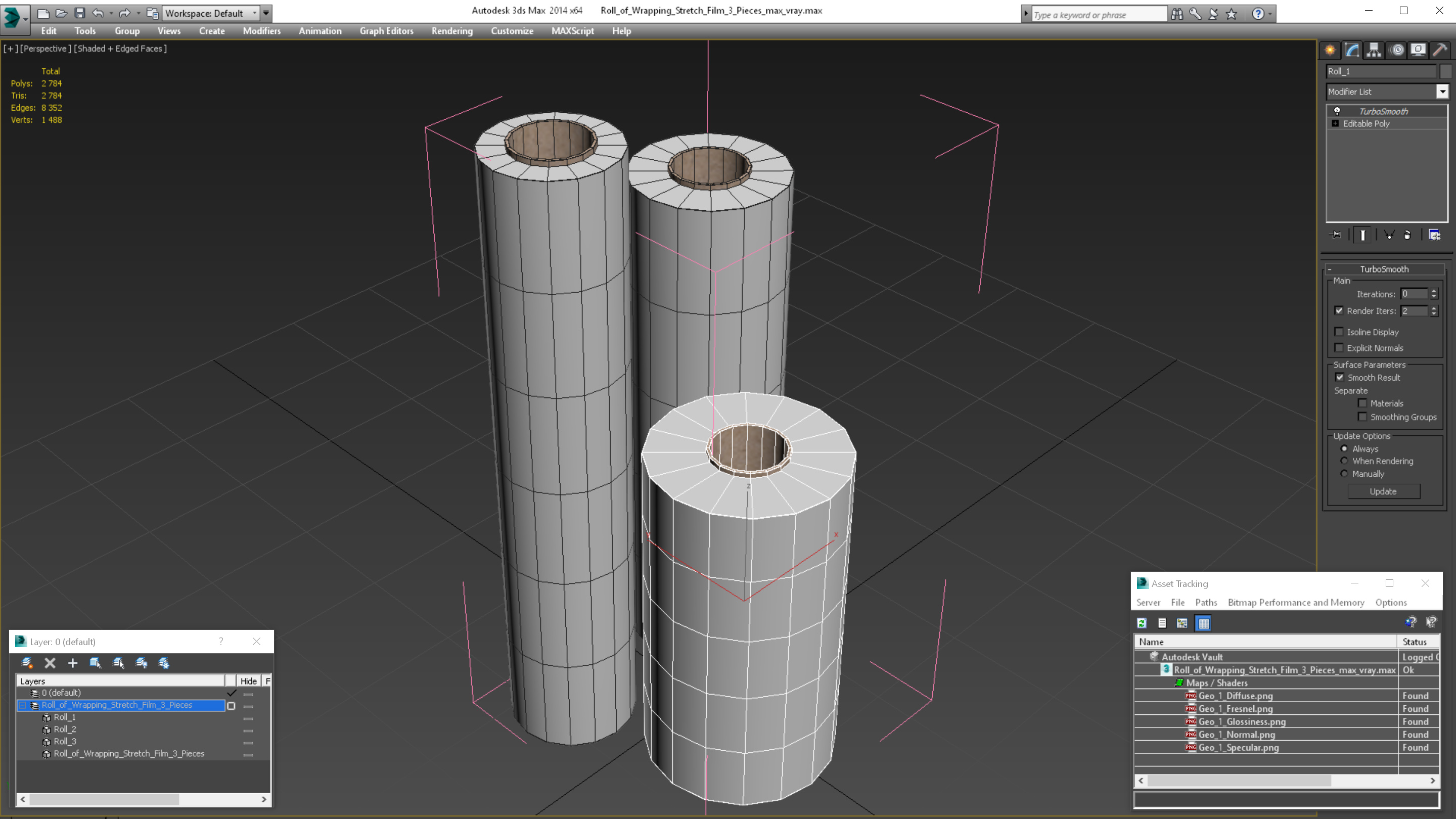 3D Roll of Wrapping Stretch Film 3 Pieces model