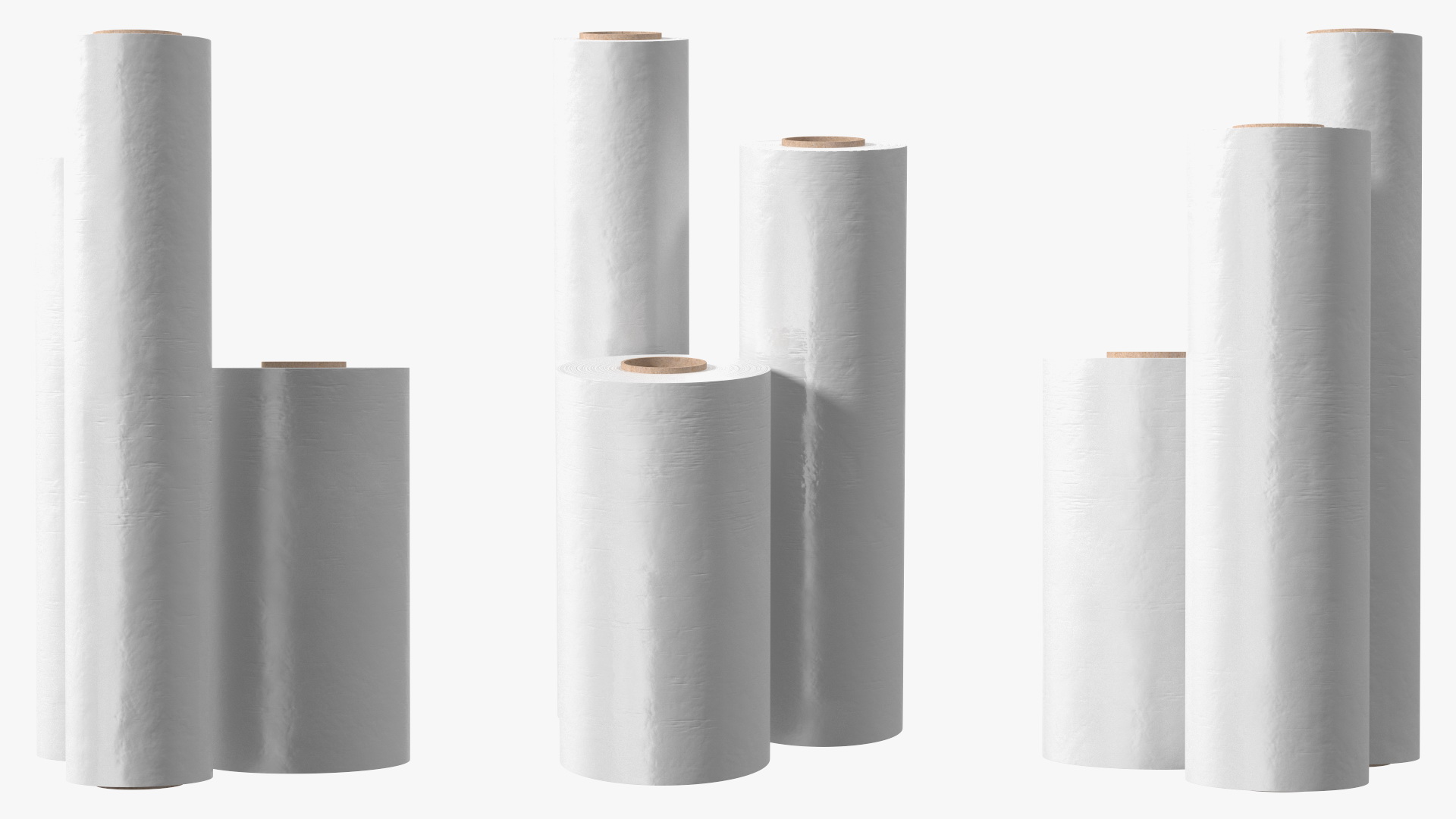 3D Roll of Wrapping Stretch Film 3 Pieces model
