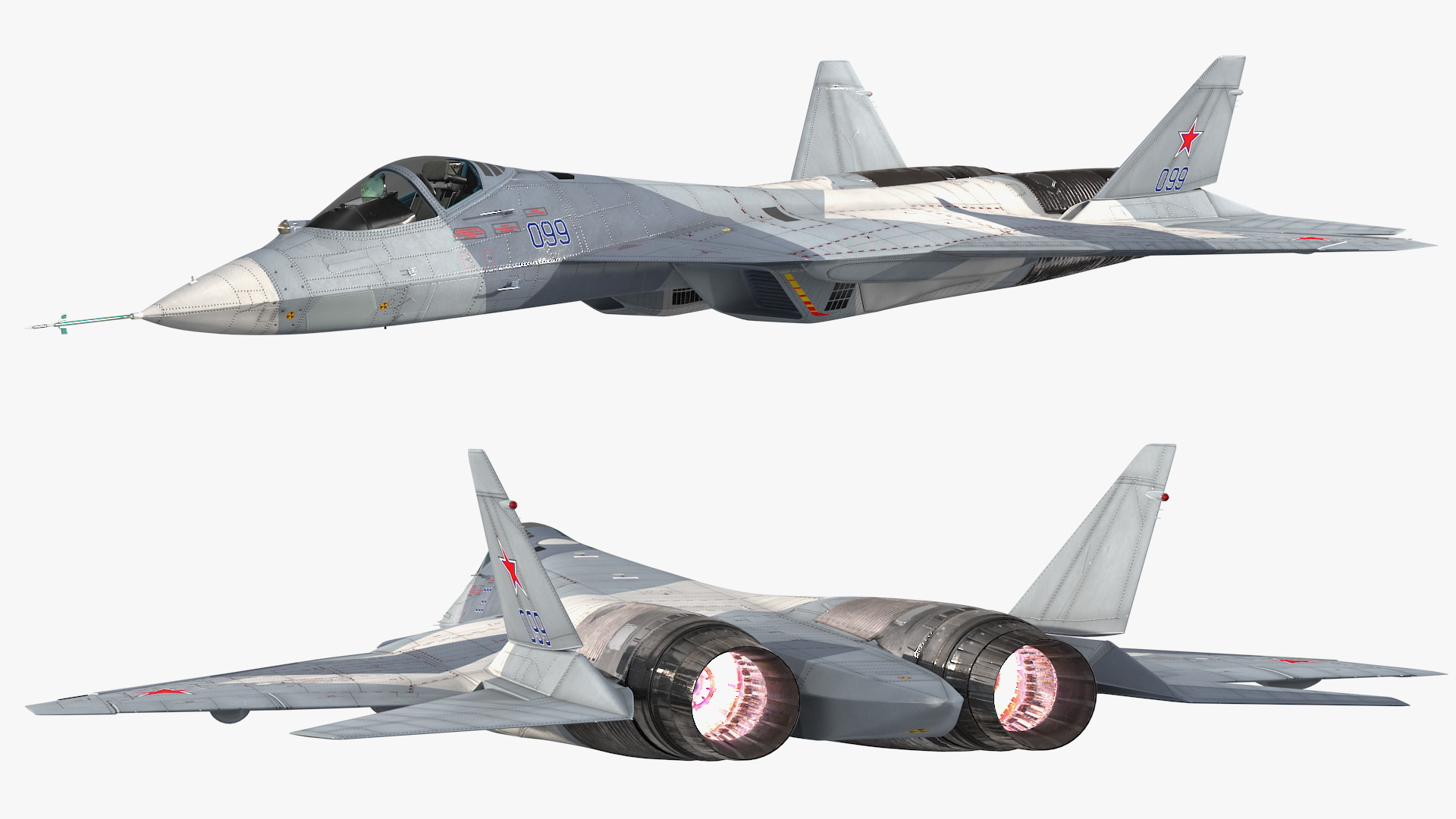 3D Stealth Multirole Fighter SU 57 Rigged model
